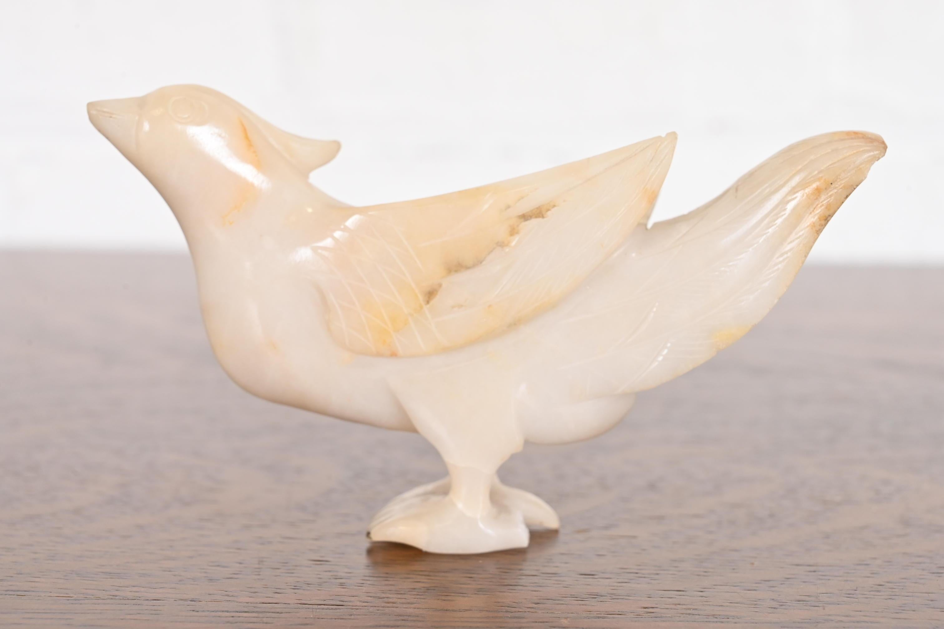 Antique Chinese Hand Carved White Jade Birds, Pair For Sale 4