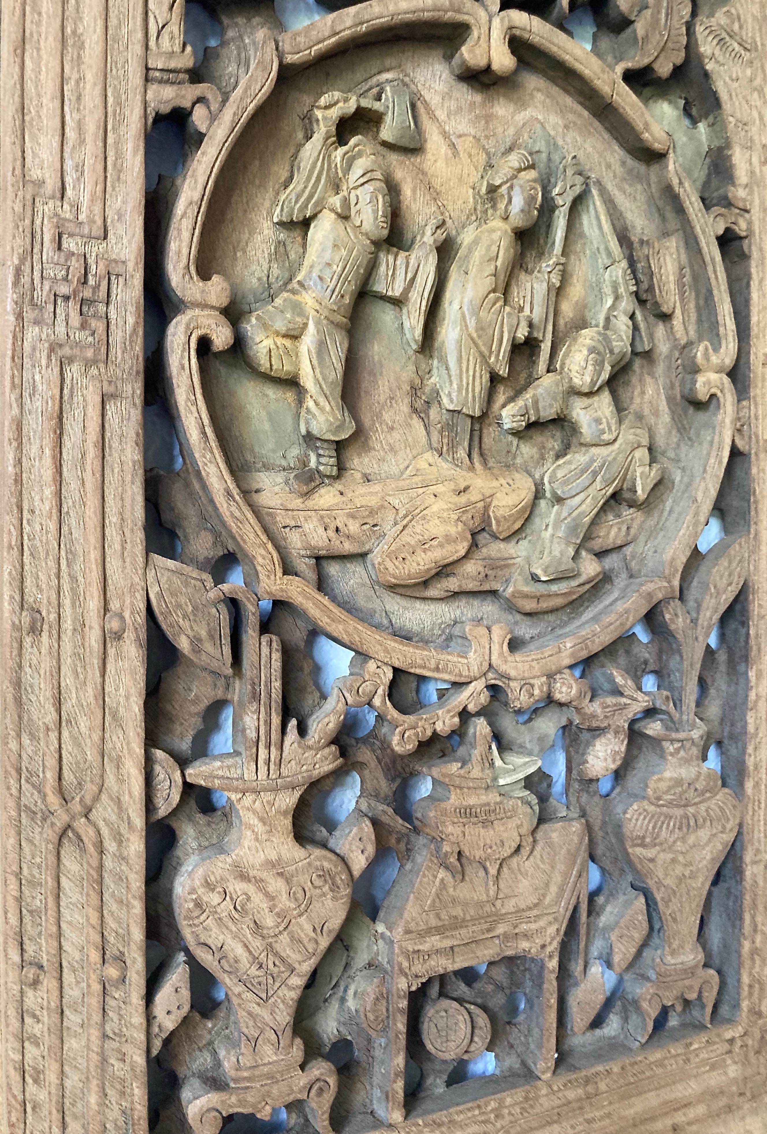 Antique Chinese Carved Window Panel In Good Condition For Sale In Sherwood, OR