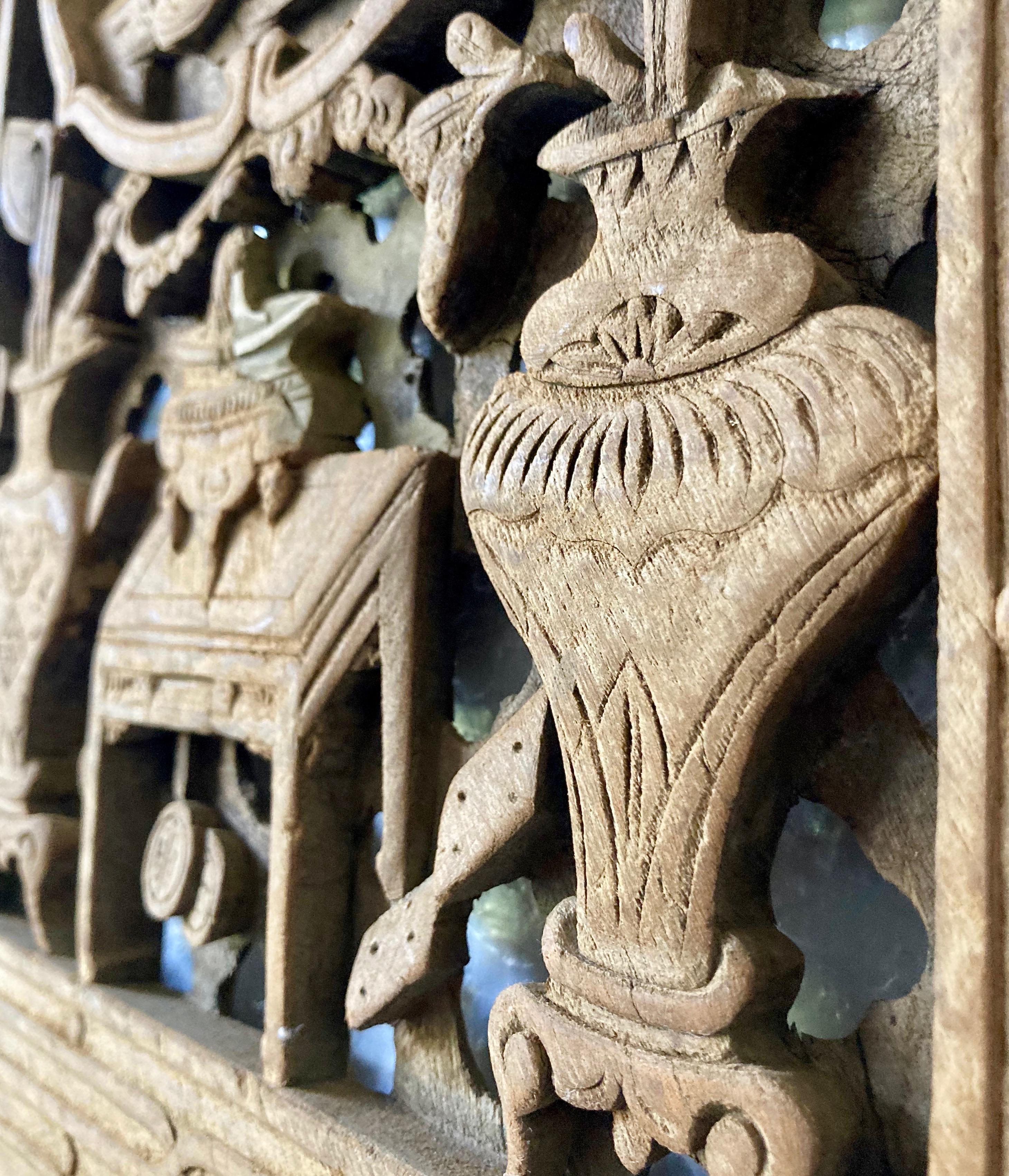 19th Century Antique Chinese Carved Window Panel For Sale