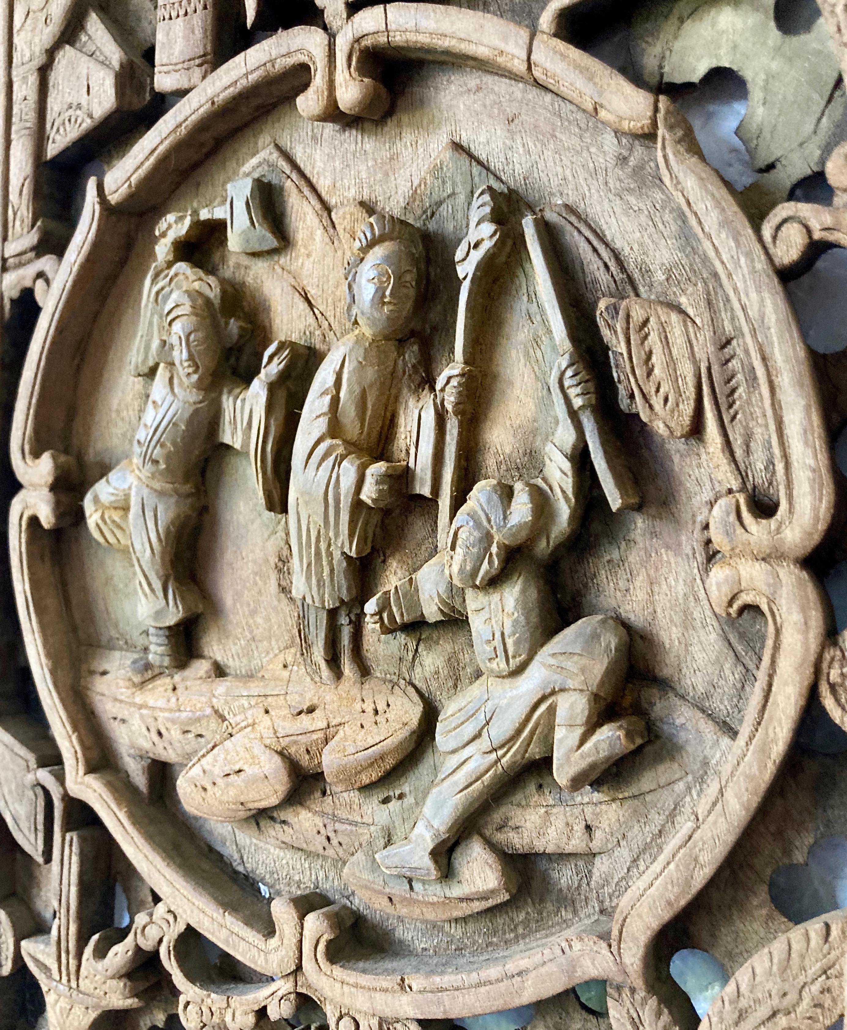Antique Chinese Carved Window Panel For Sale 1