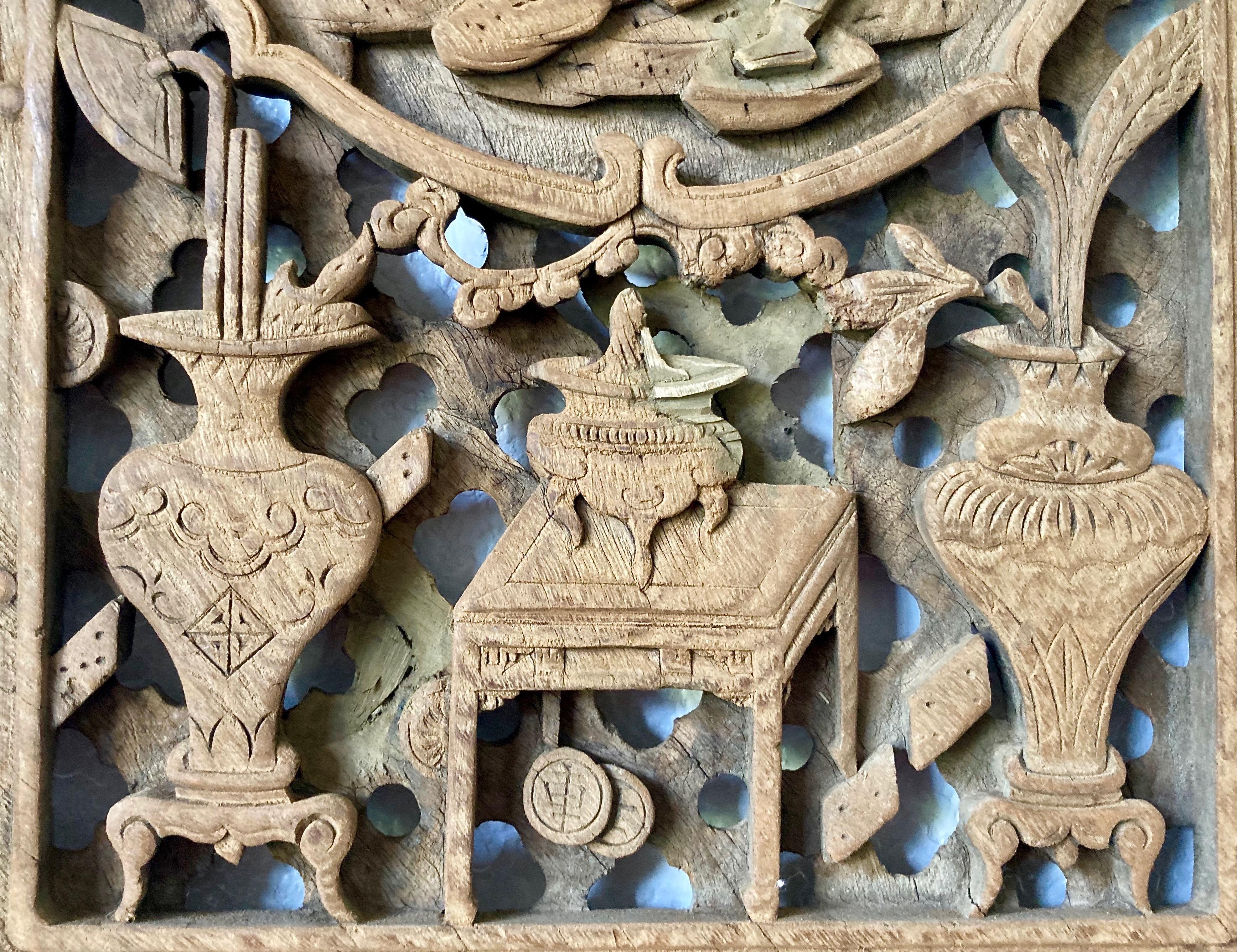 Antique Chinese Carved Window Panel For Sale 2