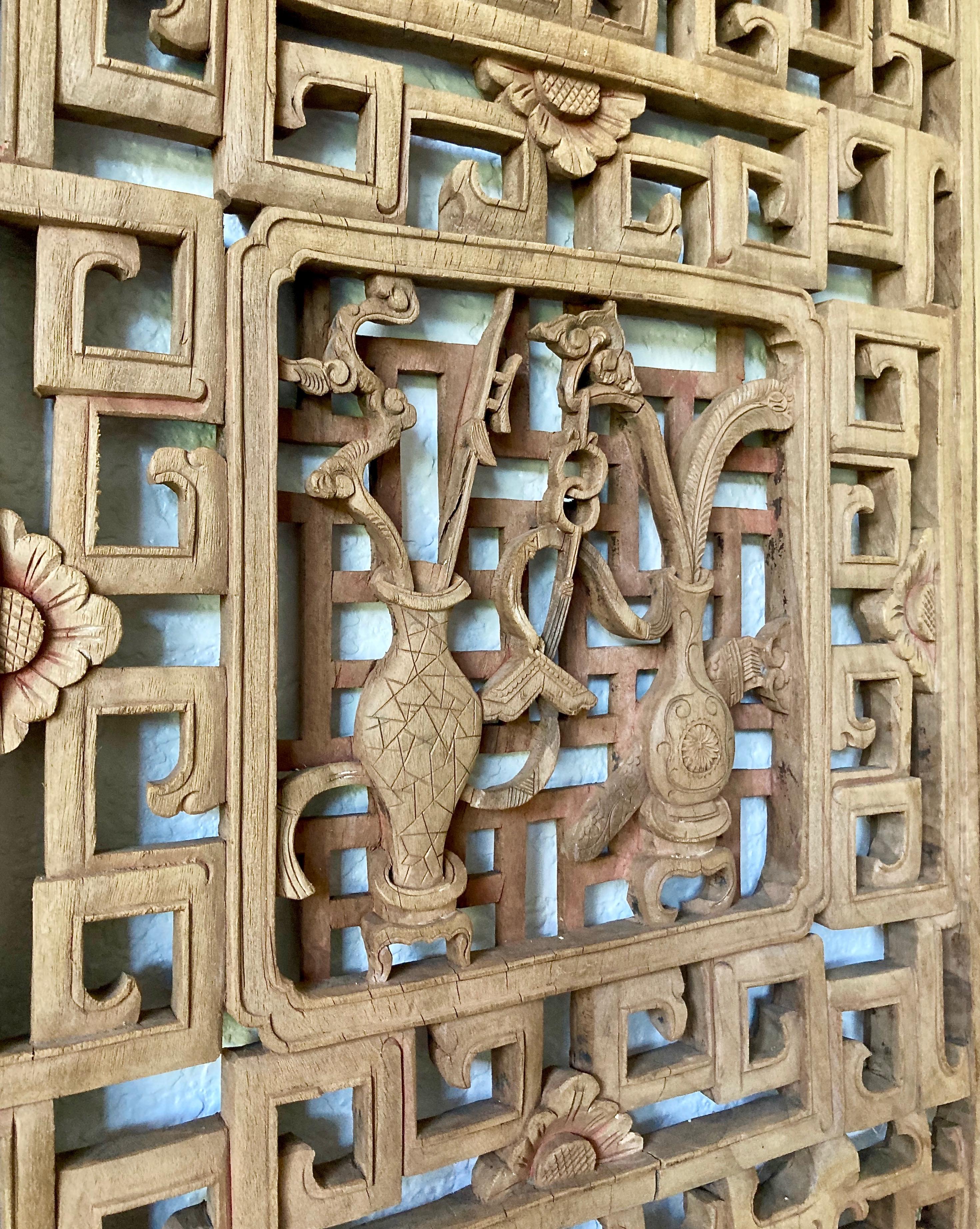 Antique Chinese Carved Window Panel For Sale 2