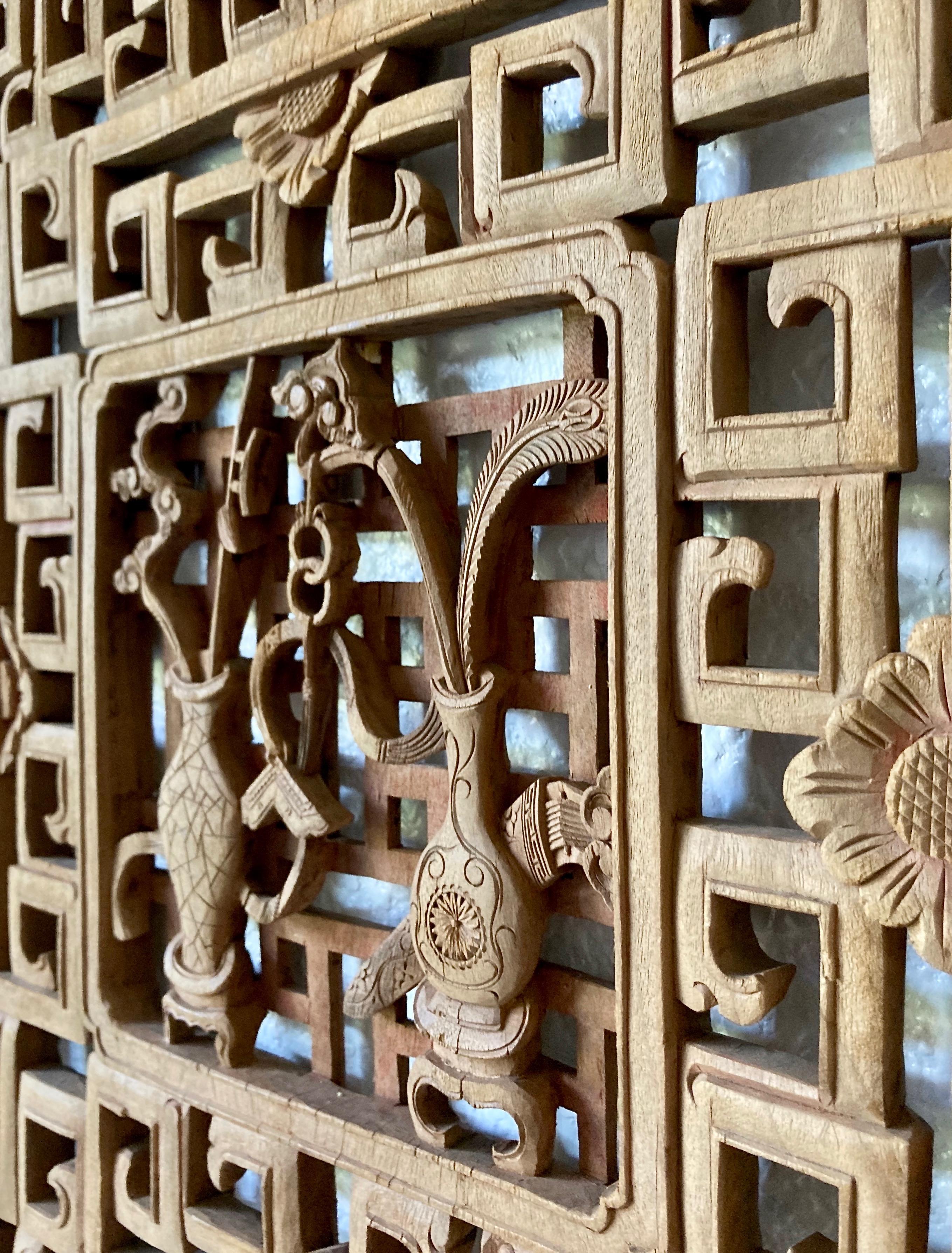 Antique Chinese Carved Window Panel For Sale 3