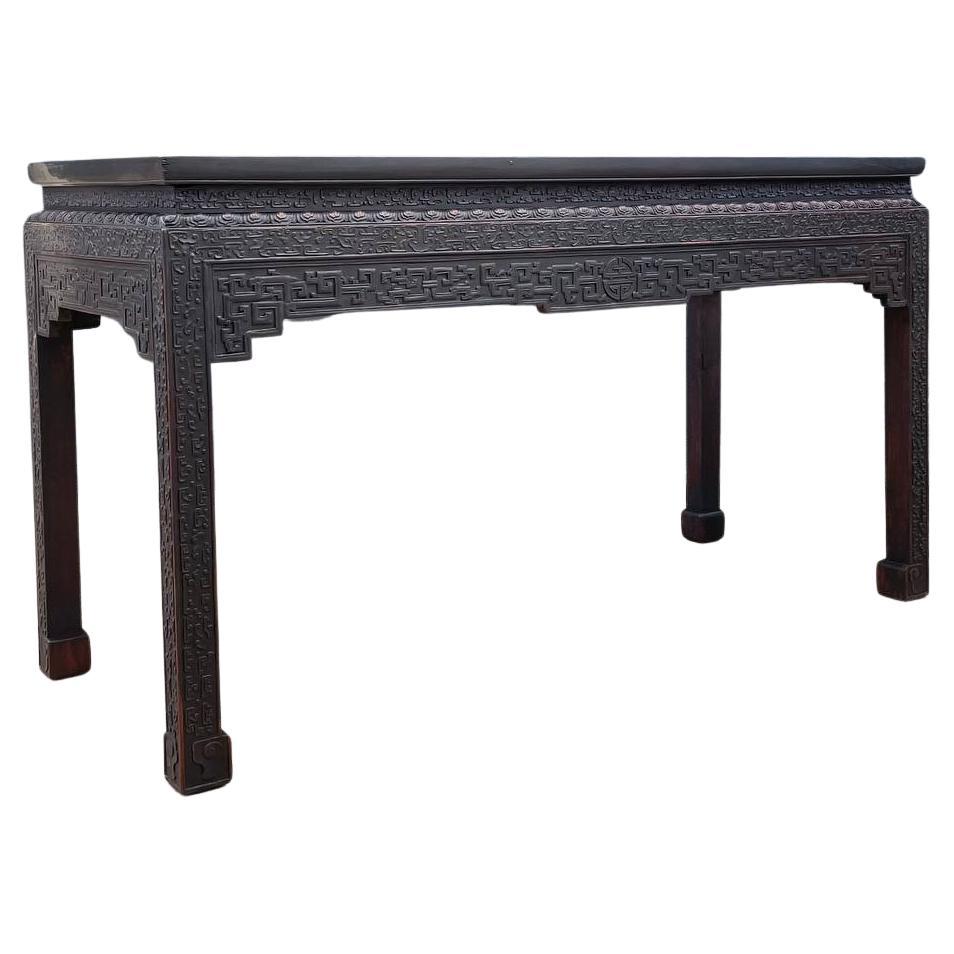 Antique Chinese Hand Carved Wood Console Table