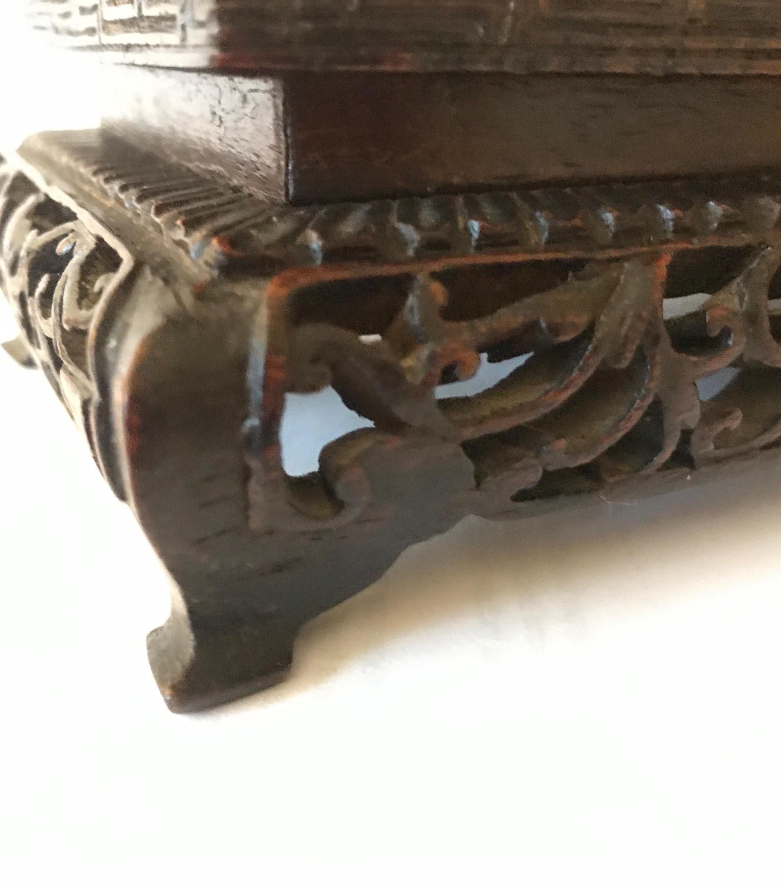 Chinese Export Antique Chinese Hand Carved Wood Decorative Stand For Sale