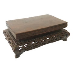 Antique Chinese Hand Carved Wood Decorative Stand