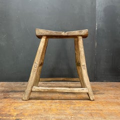 Antique Chinese Hand-Carved Wood Elm Writing Console Entryway Table Pi Stool