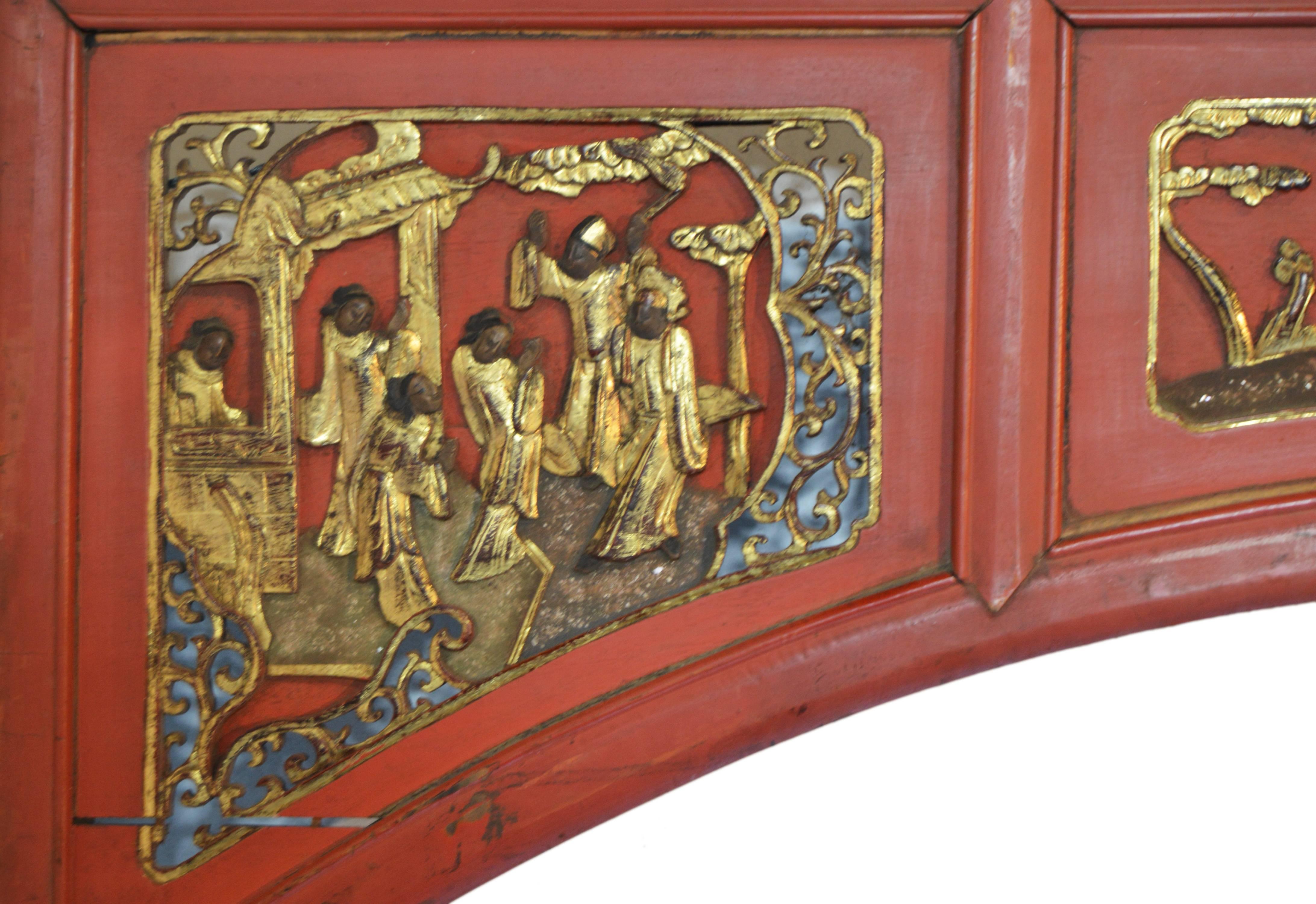 19th Century Antique Chinese Hand-Carved Wooden Sign For Sale