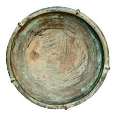 Antique Chinese Hand Hammered Bronze Low Bowl, 19th Century