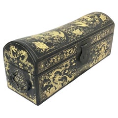 Antique Chinese Hand-Painted Chinoiserie Pillow Box