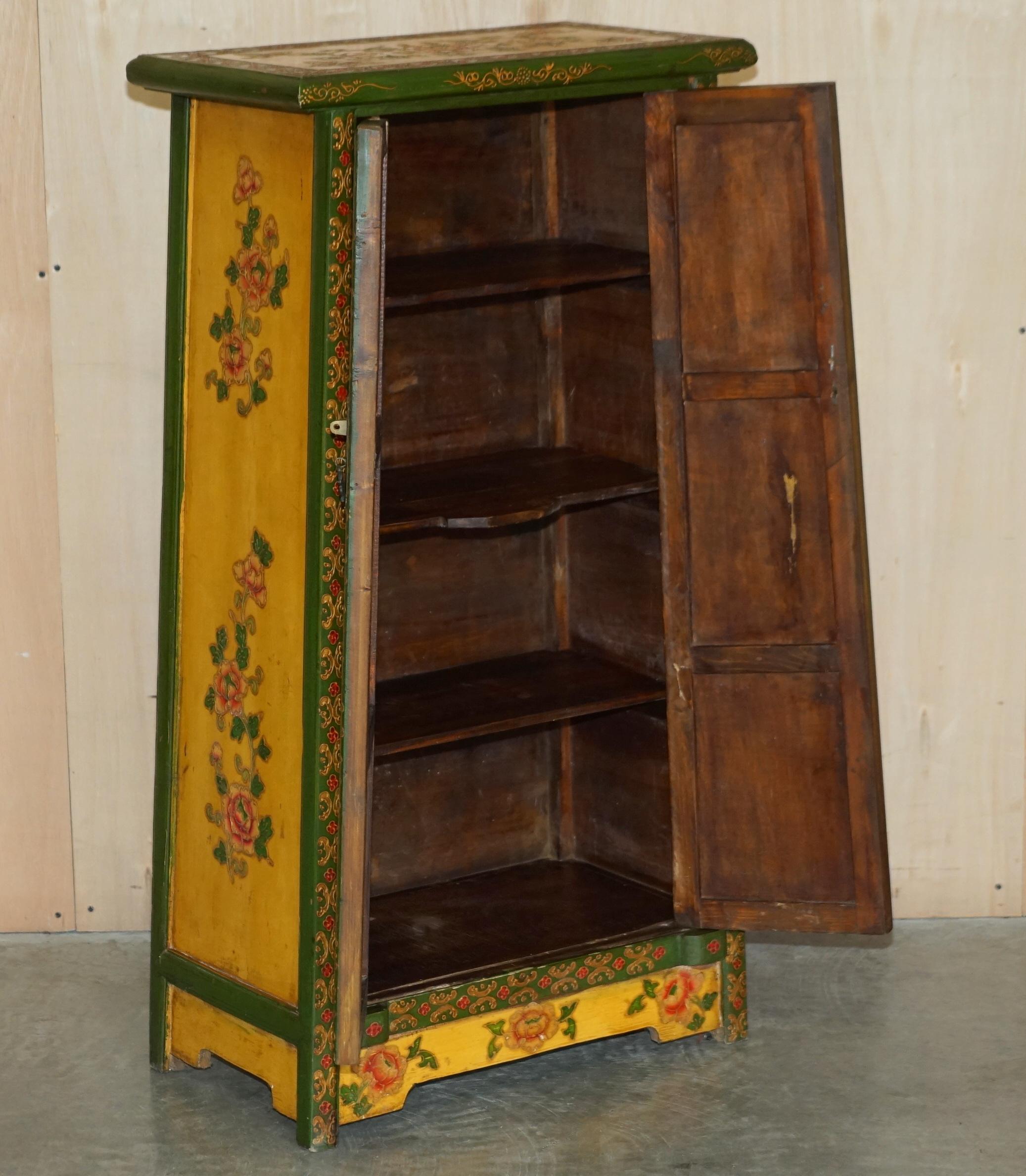 Antique Chinese Hand Painted Dragon & Rural Scene Side Cabinet Cupboard Shelves 12
