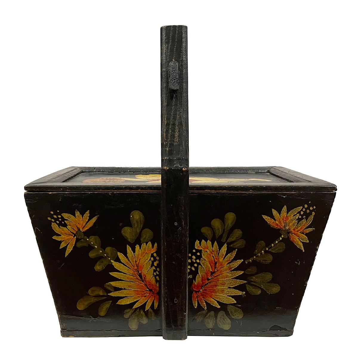 This Antique lacquered painted lunch box from China has about 100 years history and still maintained very good condition. There are some traditional painting works of baby and floral on the four sides and lid of the box and shows the traditional