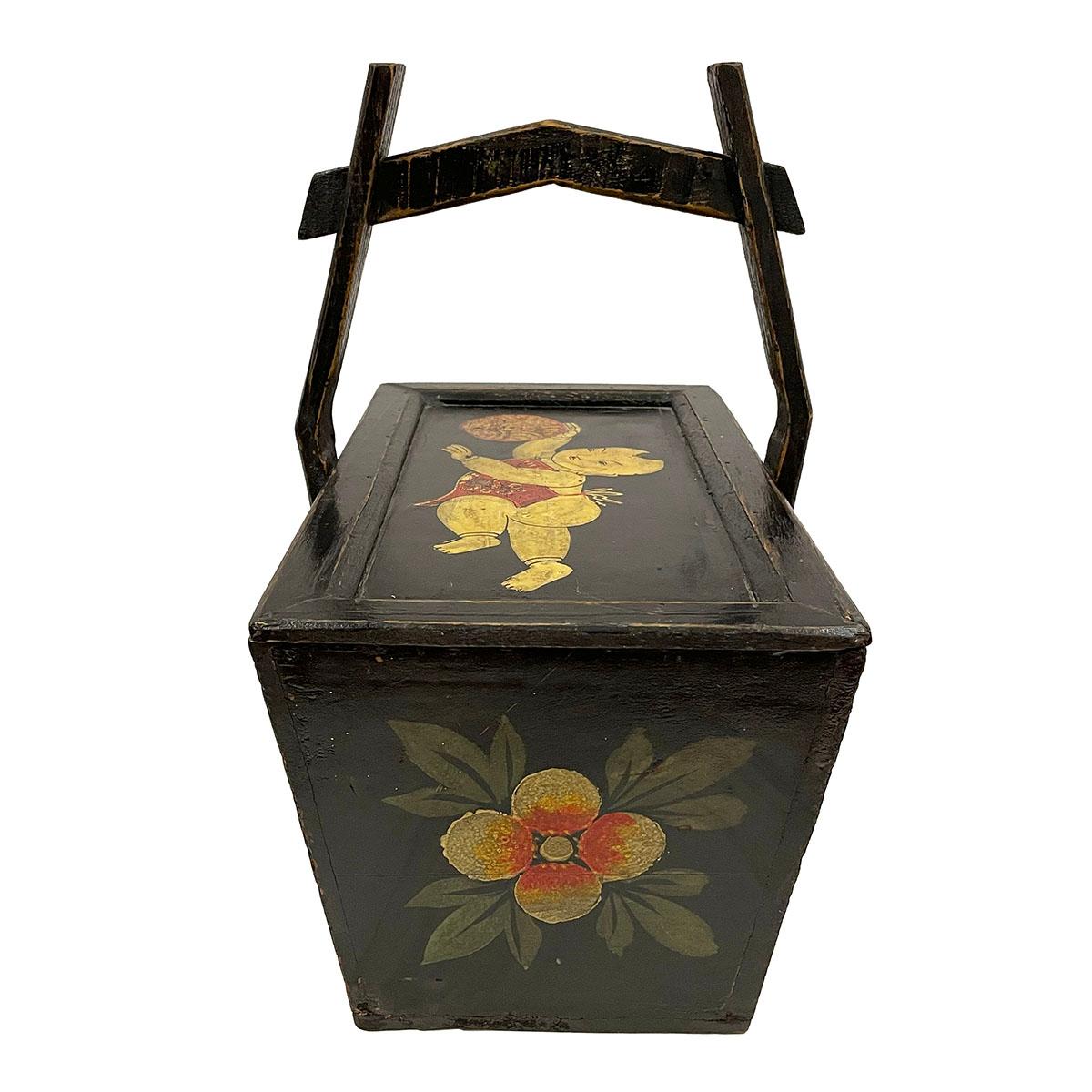 20th Century Antique, Chinese Hand Painted Meal Delivery and Lunch Box For Sale