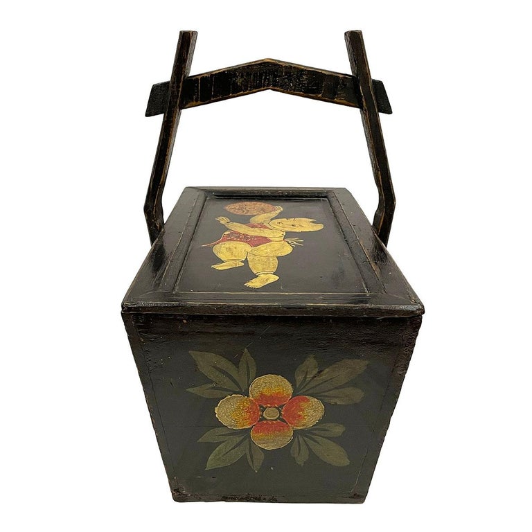 Antique, Chinese Hand Painted Meal Delivery and Lunch Box For Sale at