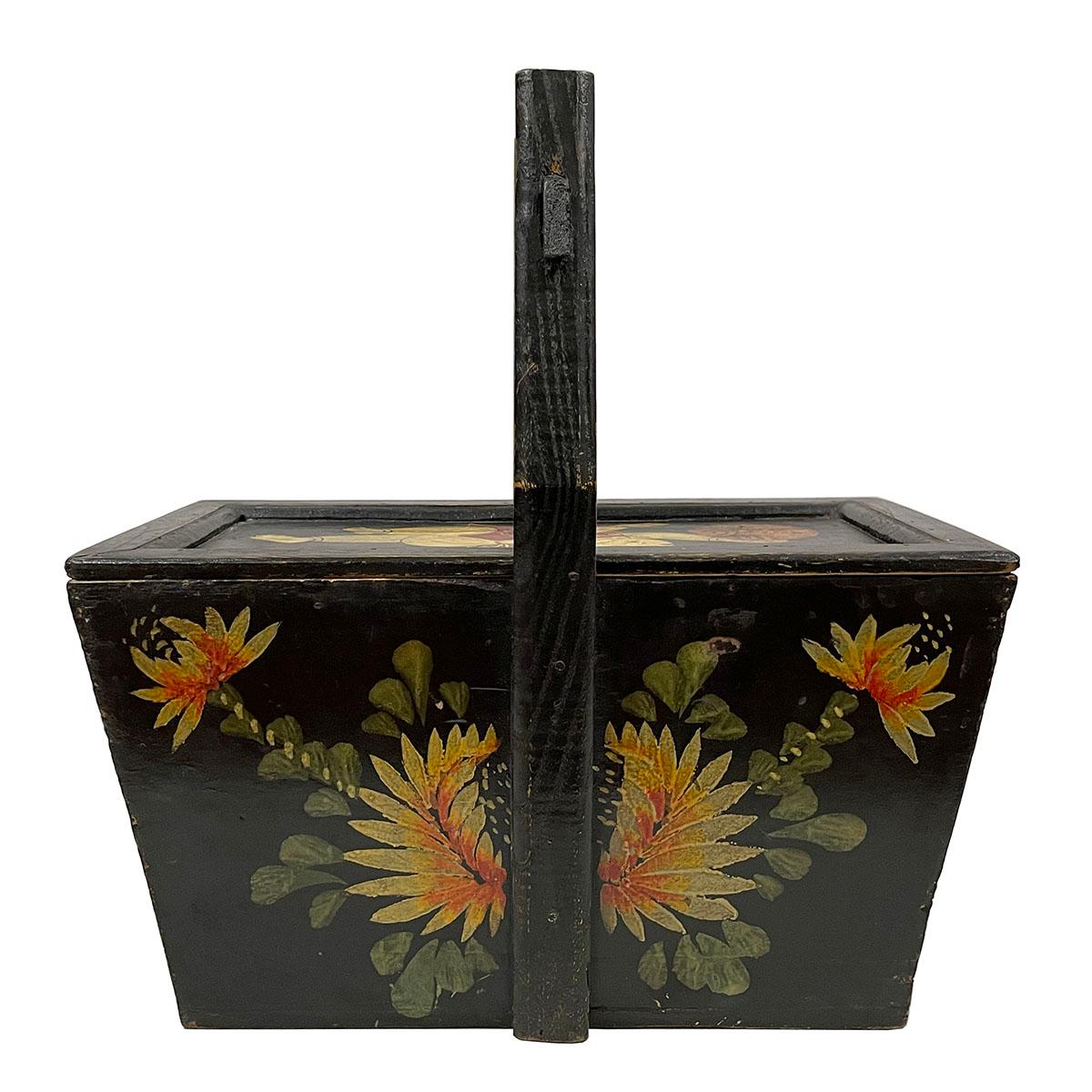 Antike, chinesische, handbemalte Getreide- und Lunchbox (Holz) im Angebot