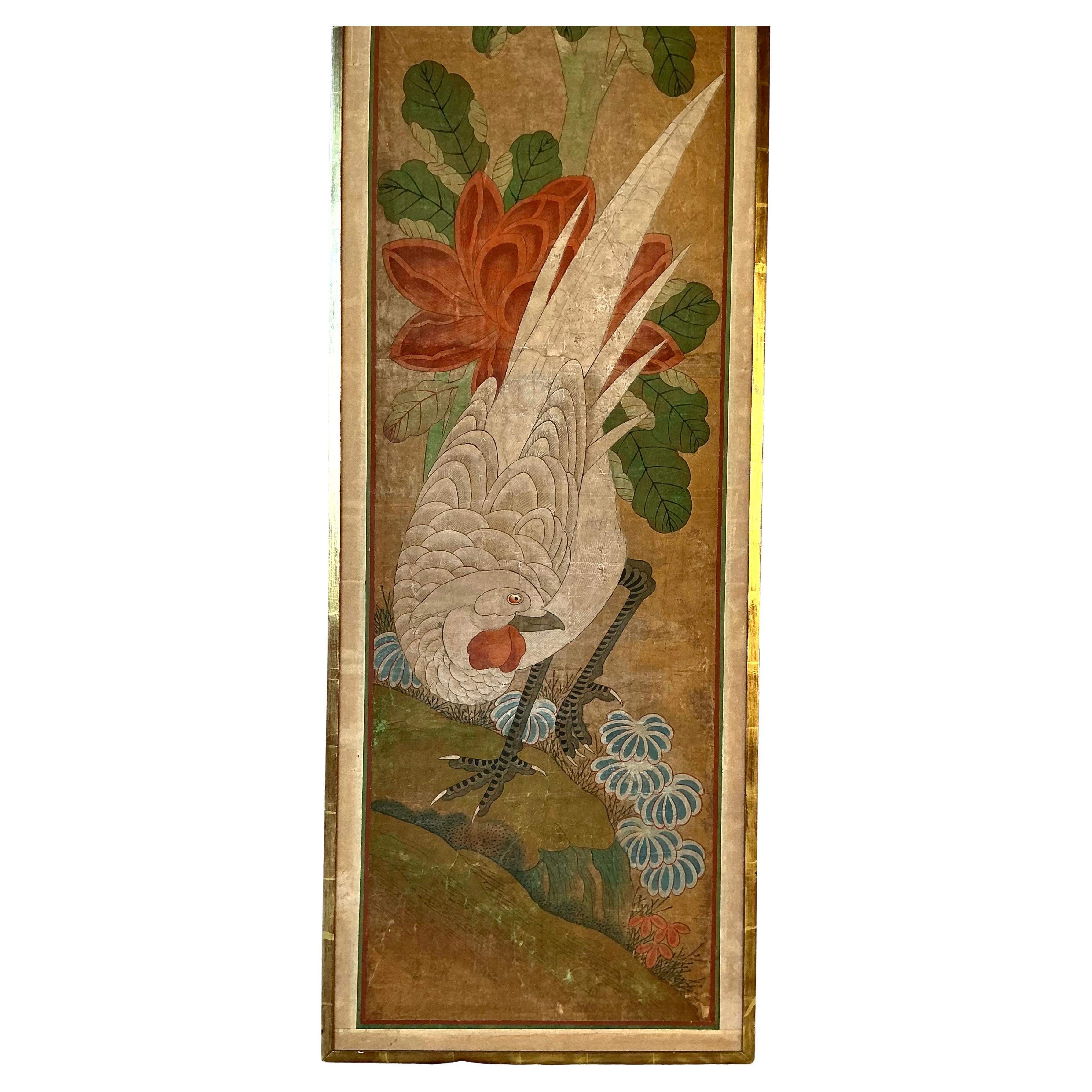 Peint à la main Paire de paravents anciens en panneaux peints à la main en Chine en vente