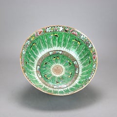 Antique Chinese Hand Painted Porcelain Butterfly Garden Bowl, c1900