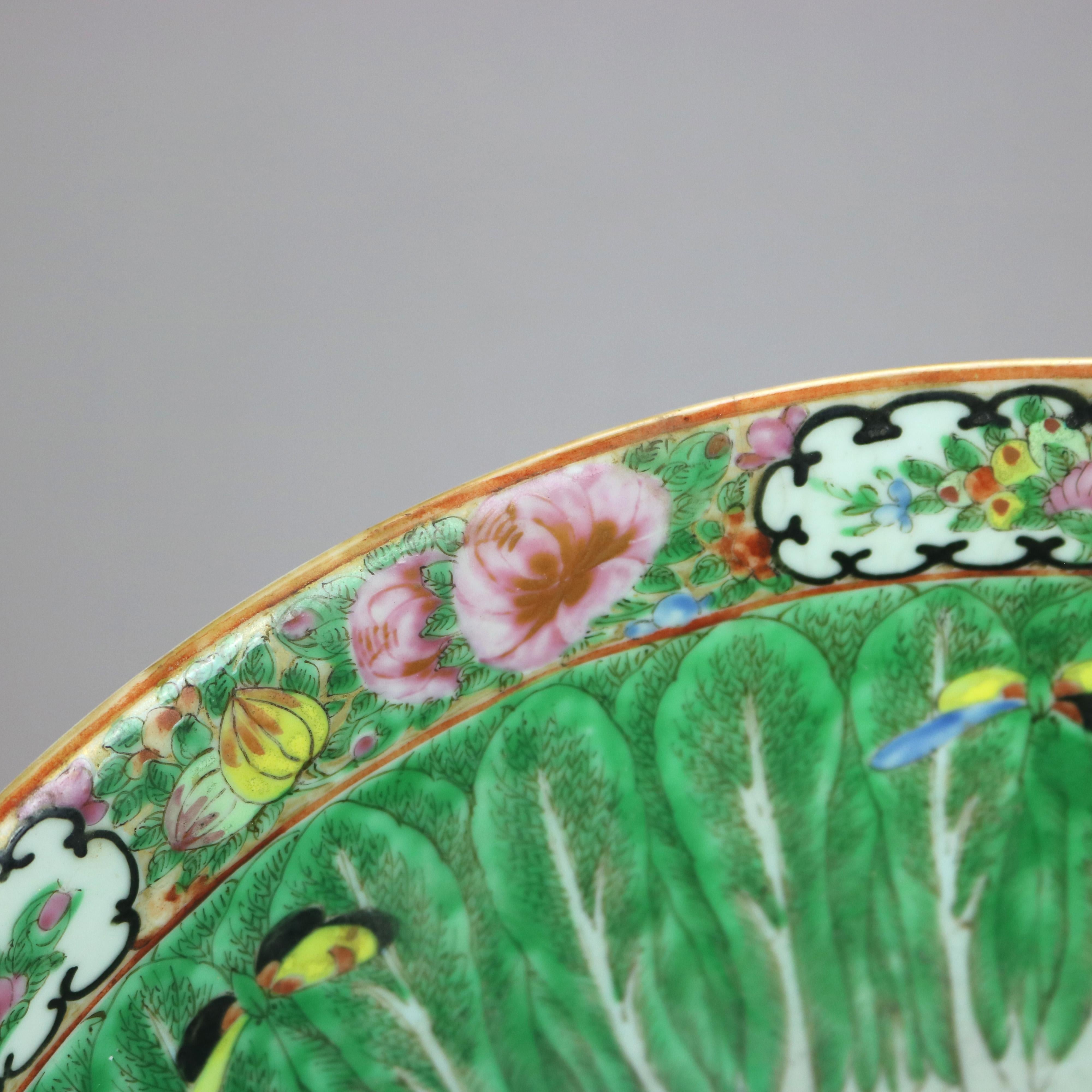 Antique Chinese Hand Painted Porcelain Butterfly Garden Bowl, c1900 3