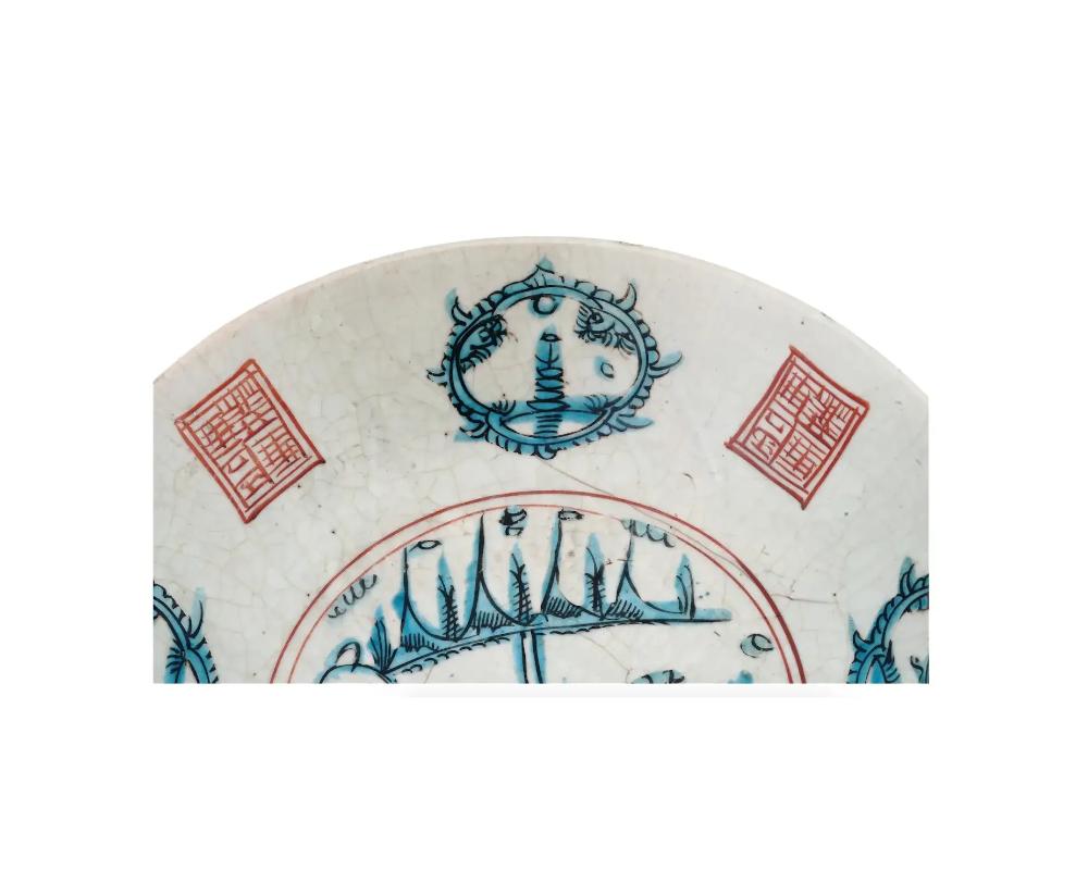19th Century Antique Chinese Hand Painted Porcelain Charger For Sale