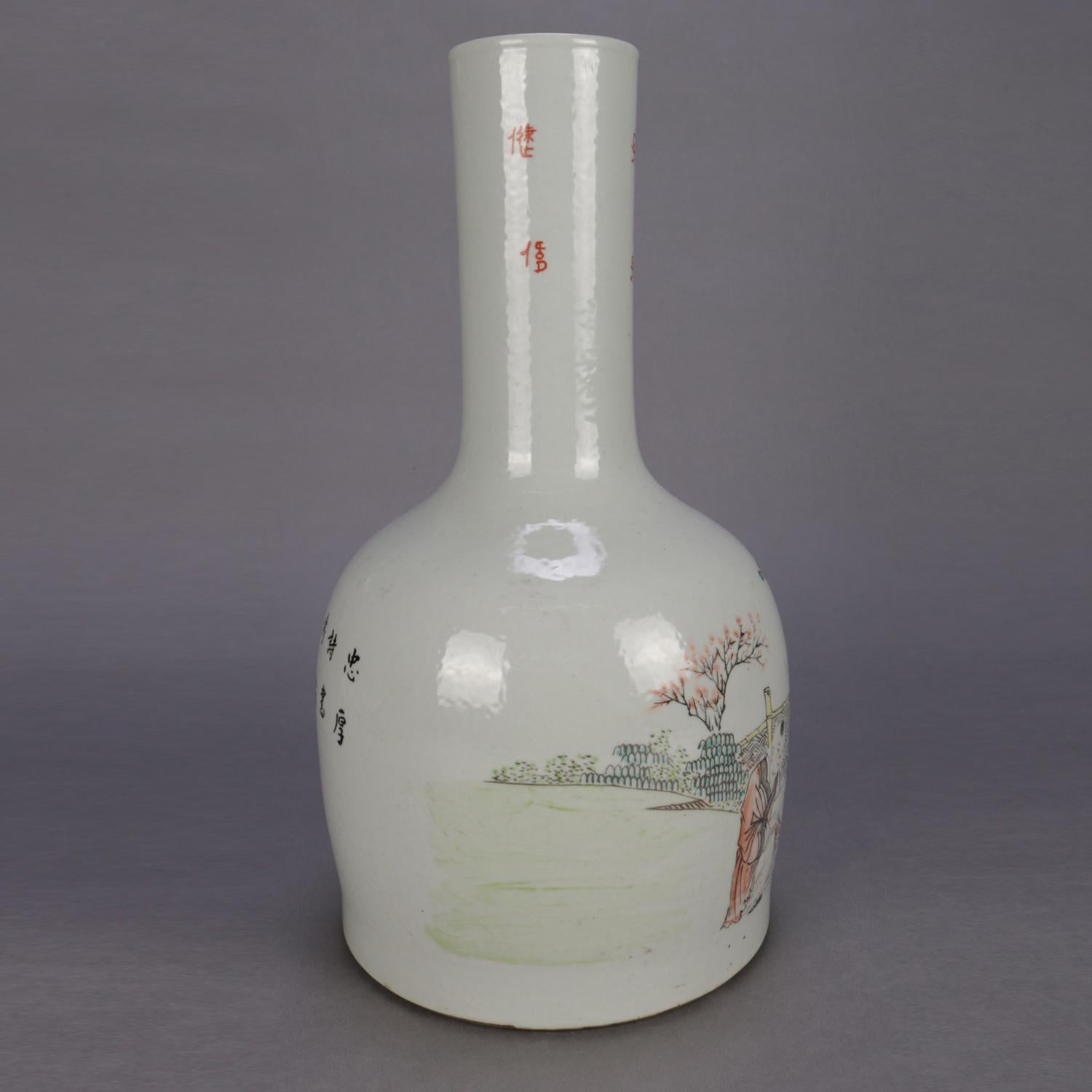 Antique Chinese Hand Painted and Signed Bottle Vase, 19th Century 2