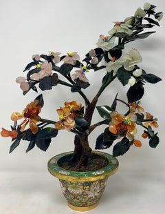 Antique Chinese Hand-Stone Cloisonné Florals
