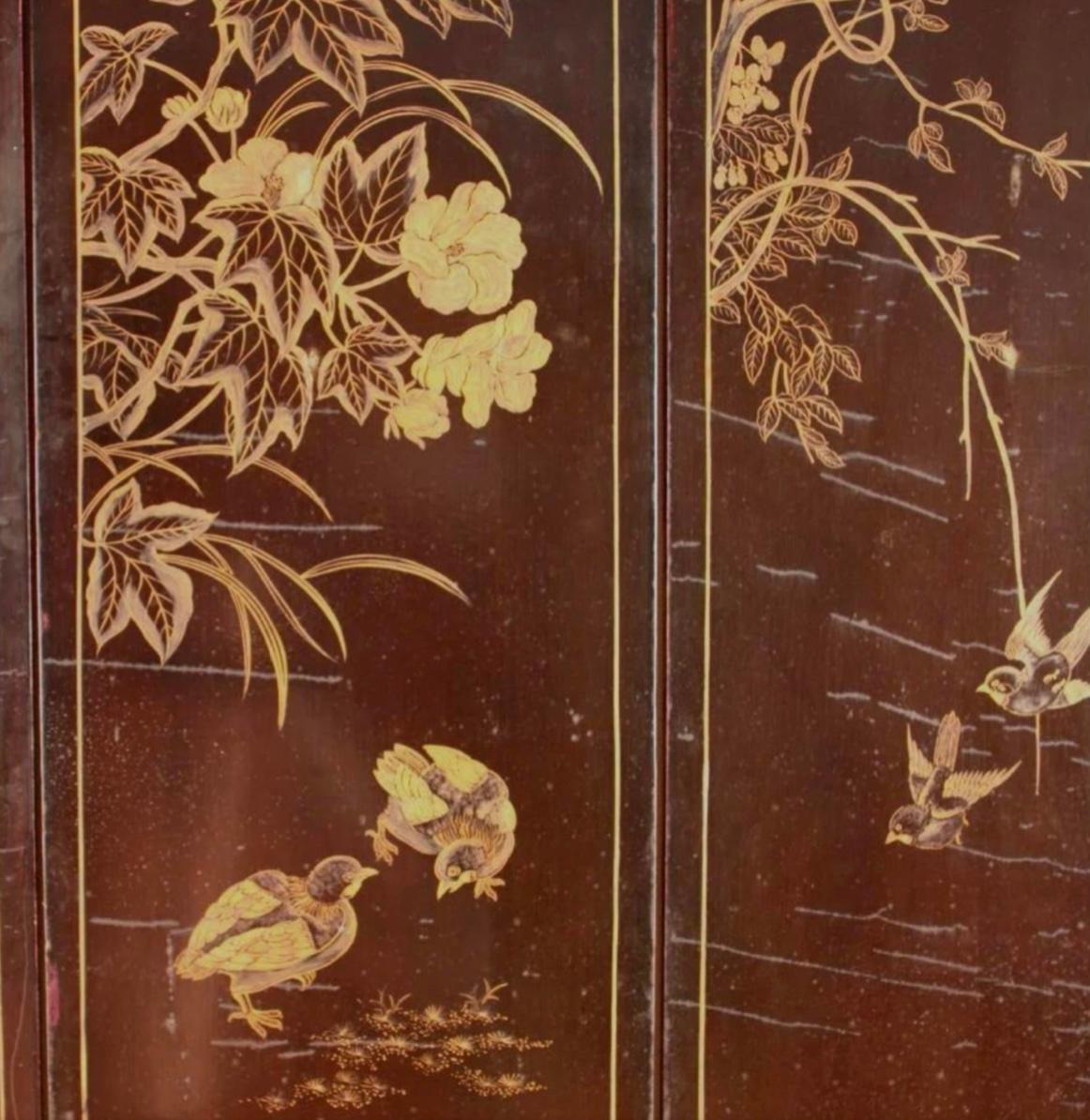 Chinese Export Antique Chinese Hardstone Coromandel Lacquer Screen