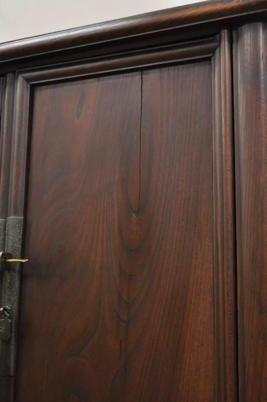 Antique Chinese Hardwood 2 Door Wardrobe Wedding Cabinet with Drawers For Sale 1