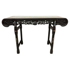 Antique Chinese Hardwood Altar Table with Cloisonne inlay on top and legs