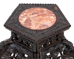 Antique Chinese Hardwood and Marble Pedestal, 19th Century