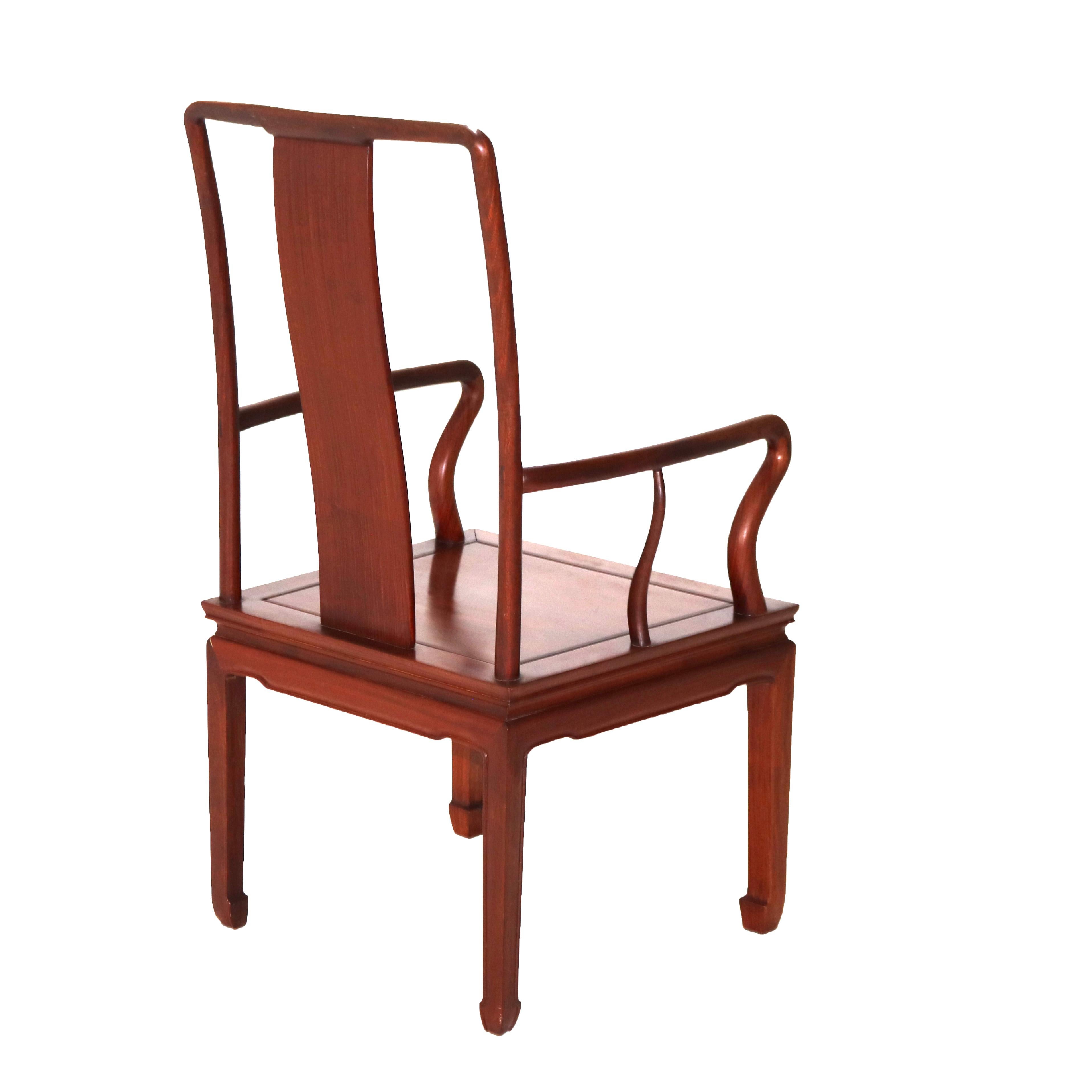 Antique Chinese Hardwood Armchair with Good Luck Symbol C1920 In Good Condition In Big Flats, NY