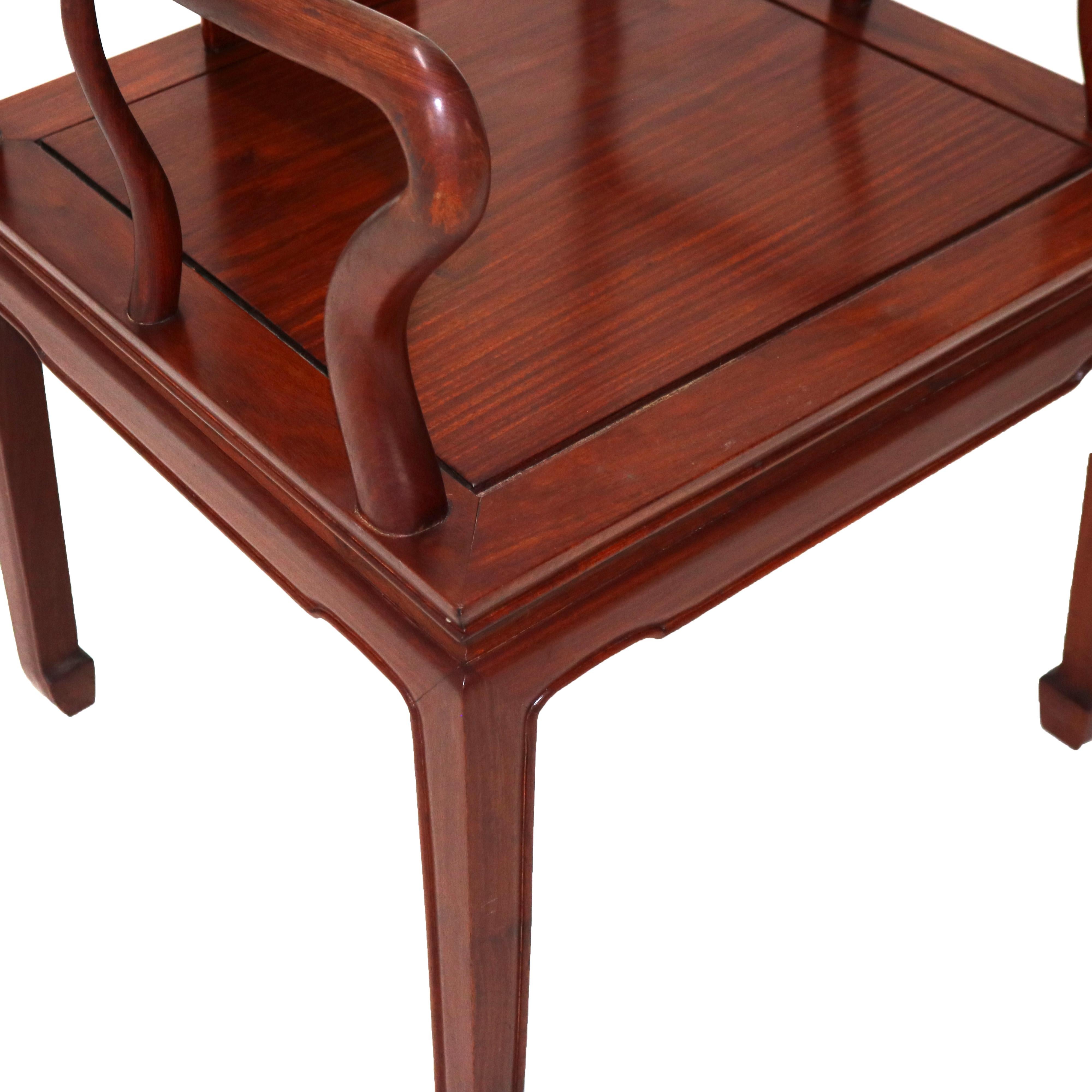 Antique Chinese Hardwood Armchair with Good Luck Symbol C1920 4