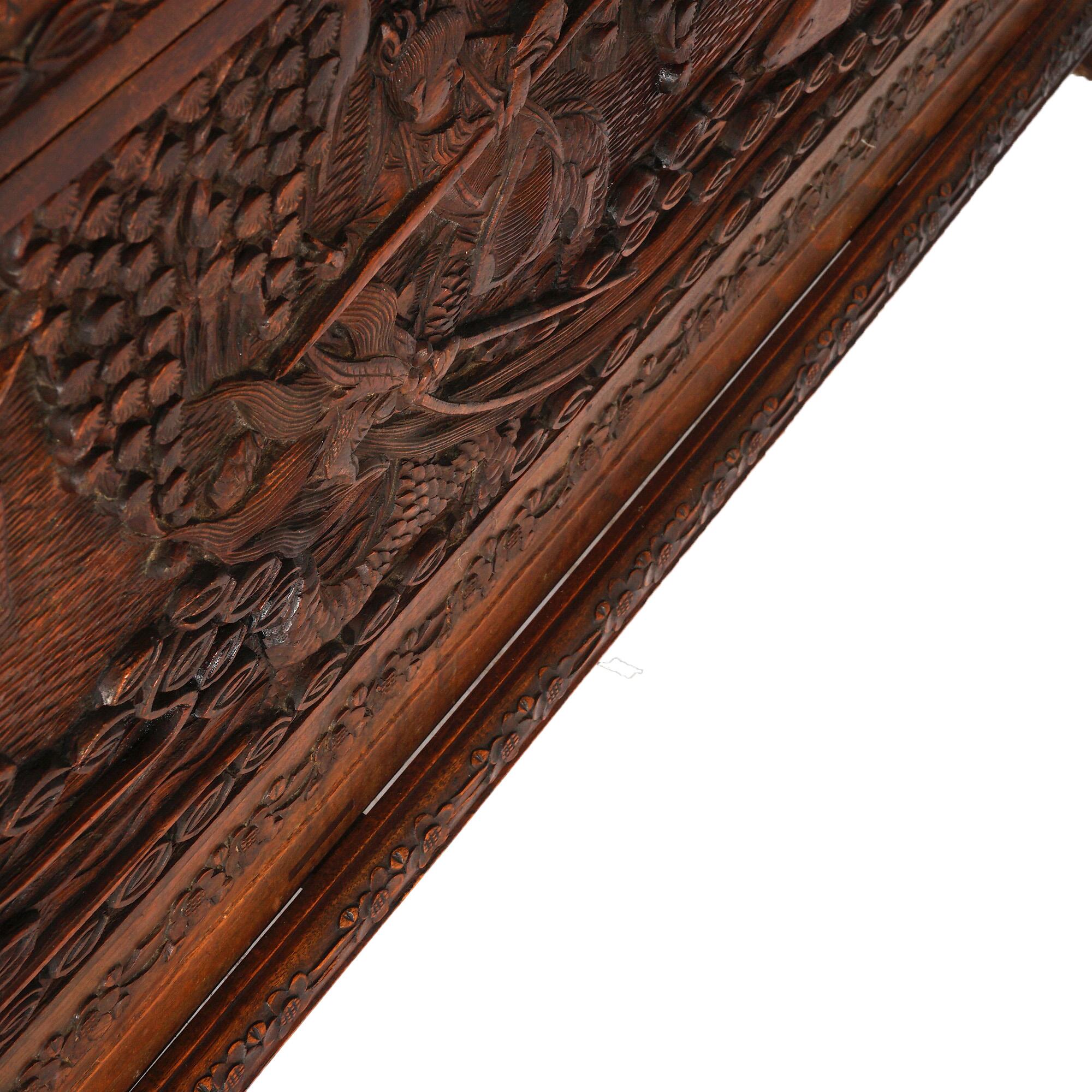 Antique Chinese Hardwood Carved in Relief Chinoiserie Blanket Chest Chest C1920 For Sale 10
