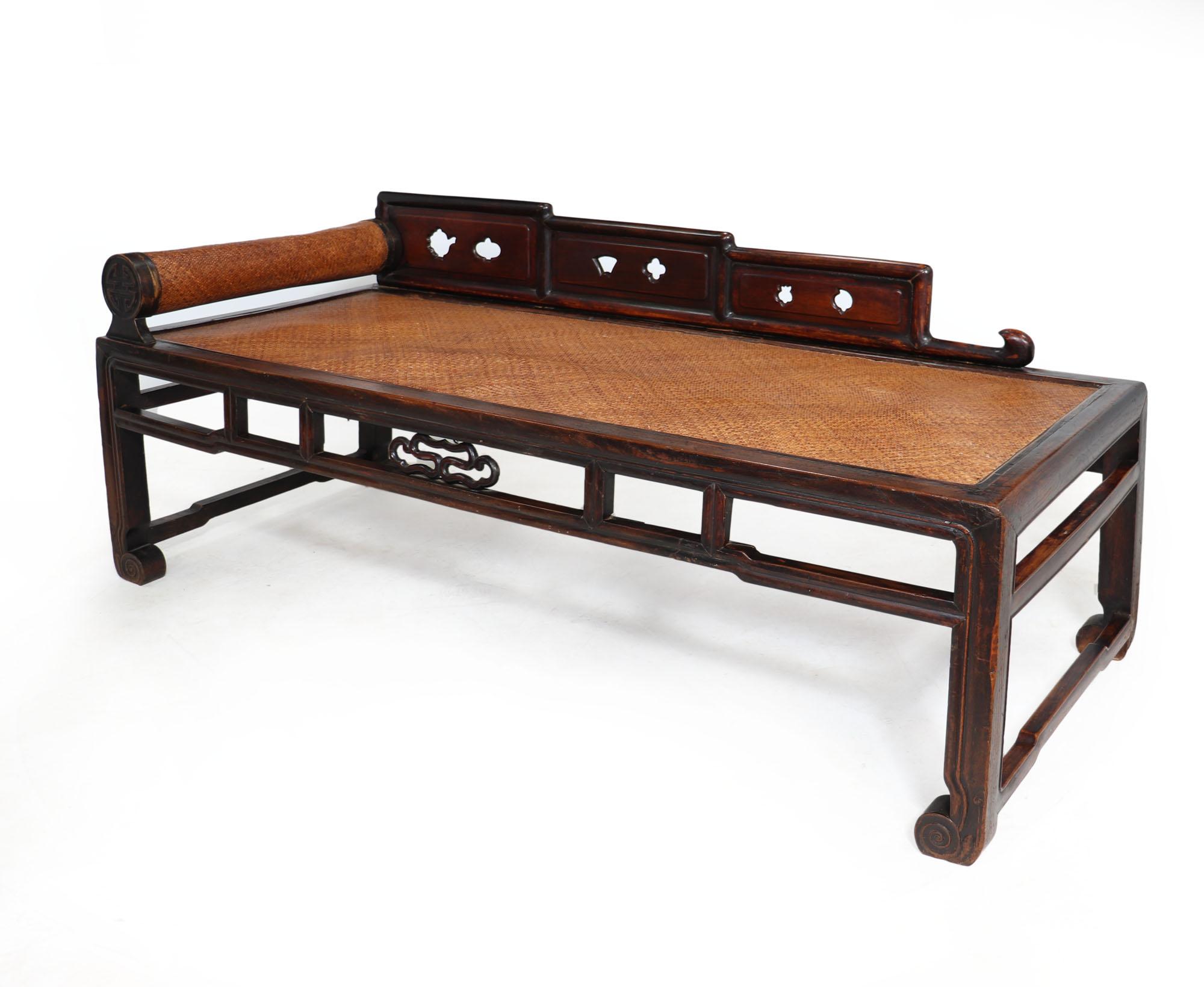 Chinese Export Antique Chinese Hardwood Daybed, C1820