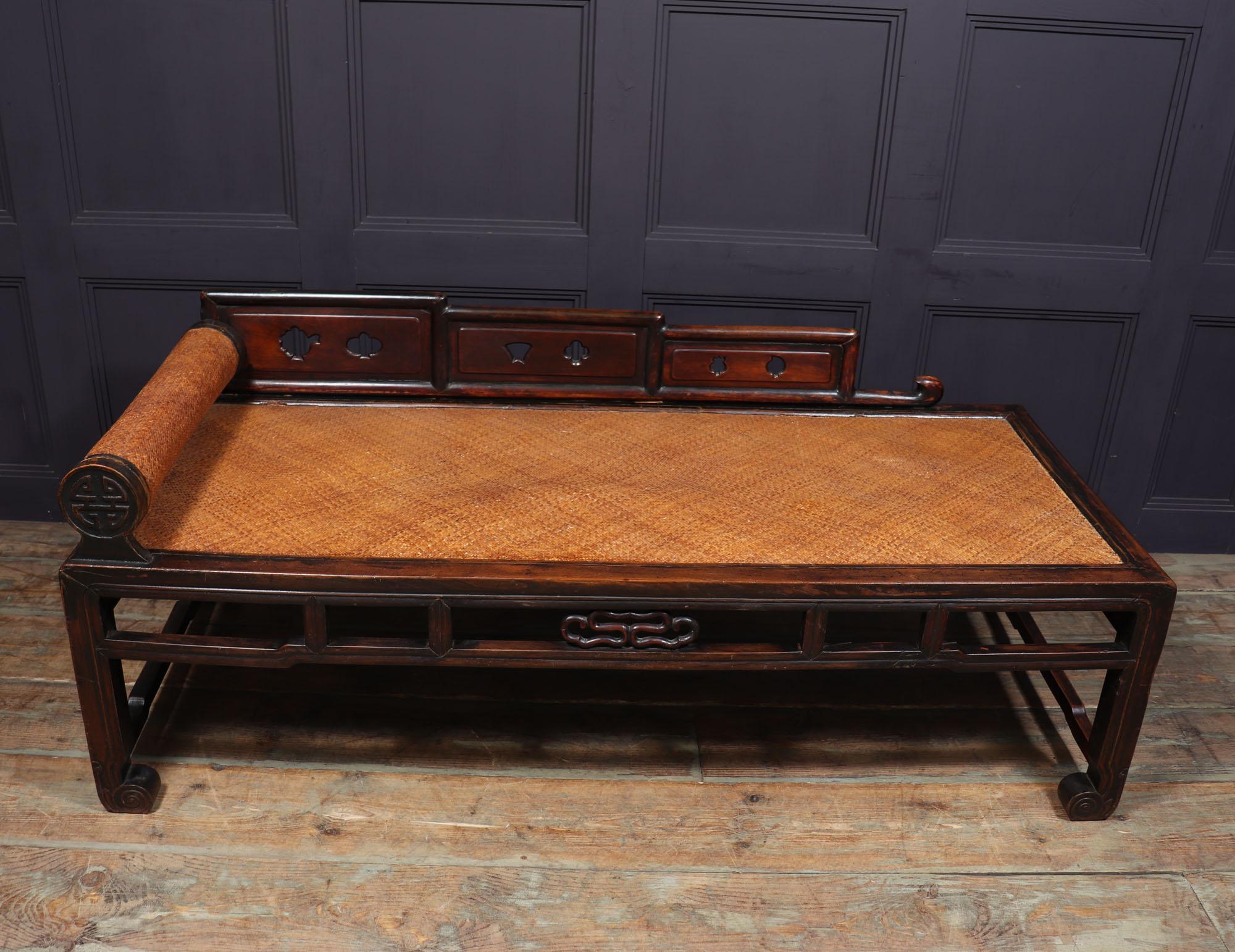 Rattan Antique Chinese Hardwood Daybed, C1820