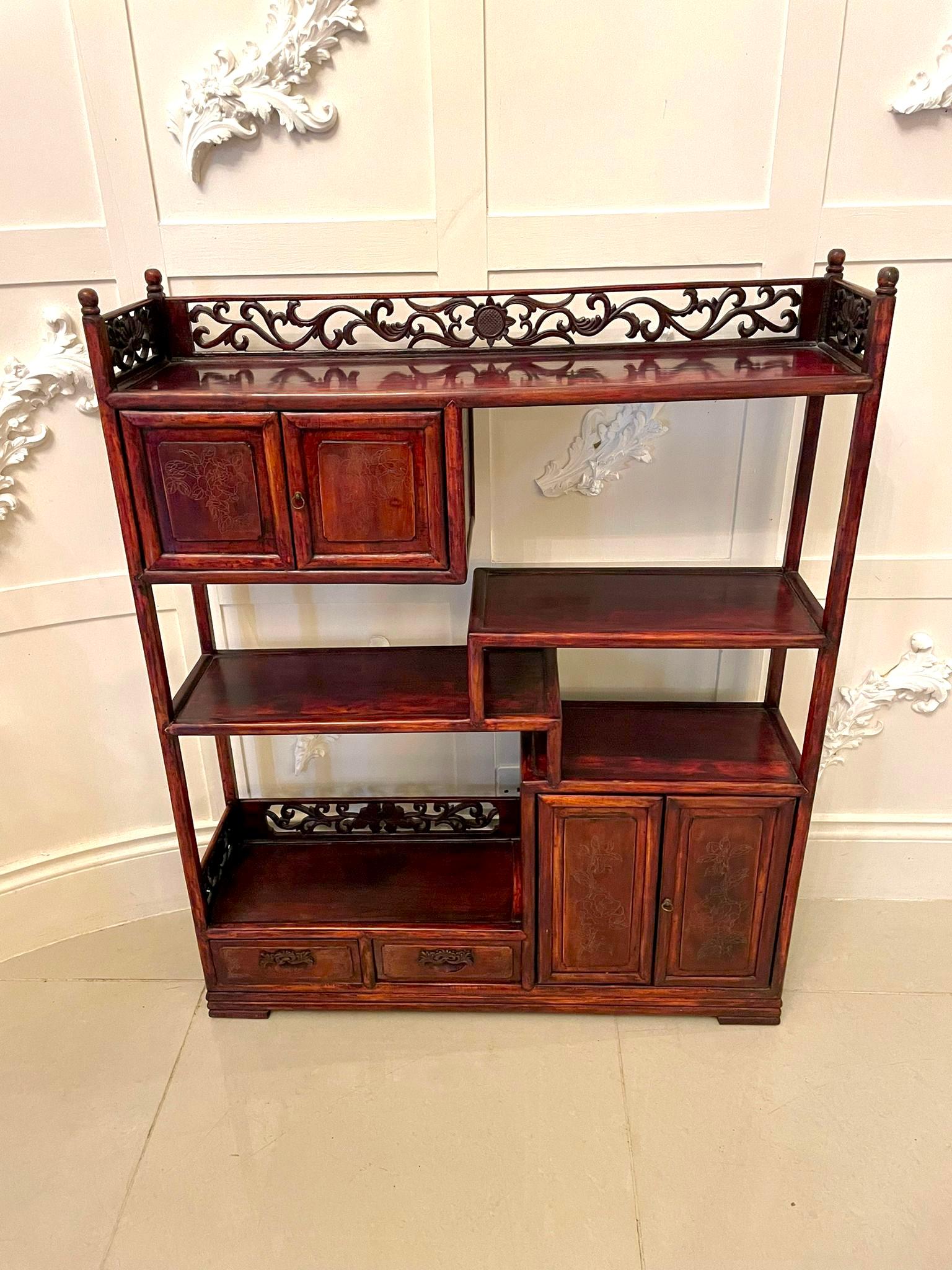 Antique Chinese Hardwood Display Cabinet For Sale 7