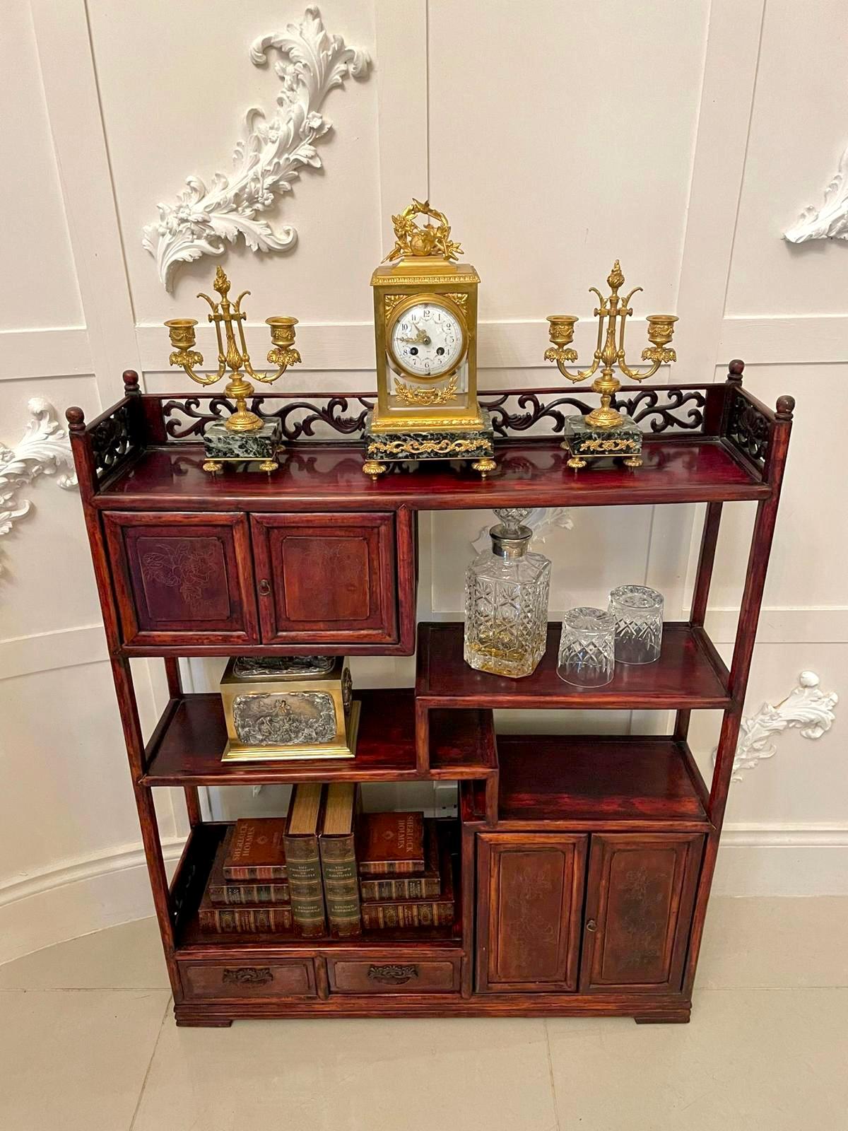 Victorian Antique Chinese Hardwood Display Cabinet For Sale