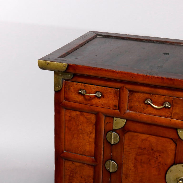 Antique Chinese Hardwood Tea with Brass Hardware, 19th Century