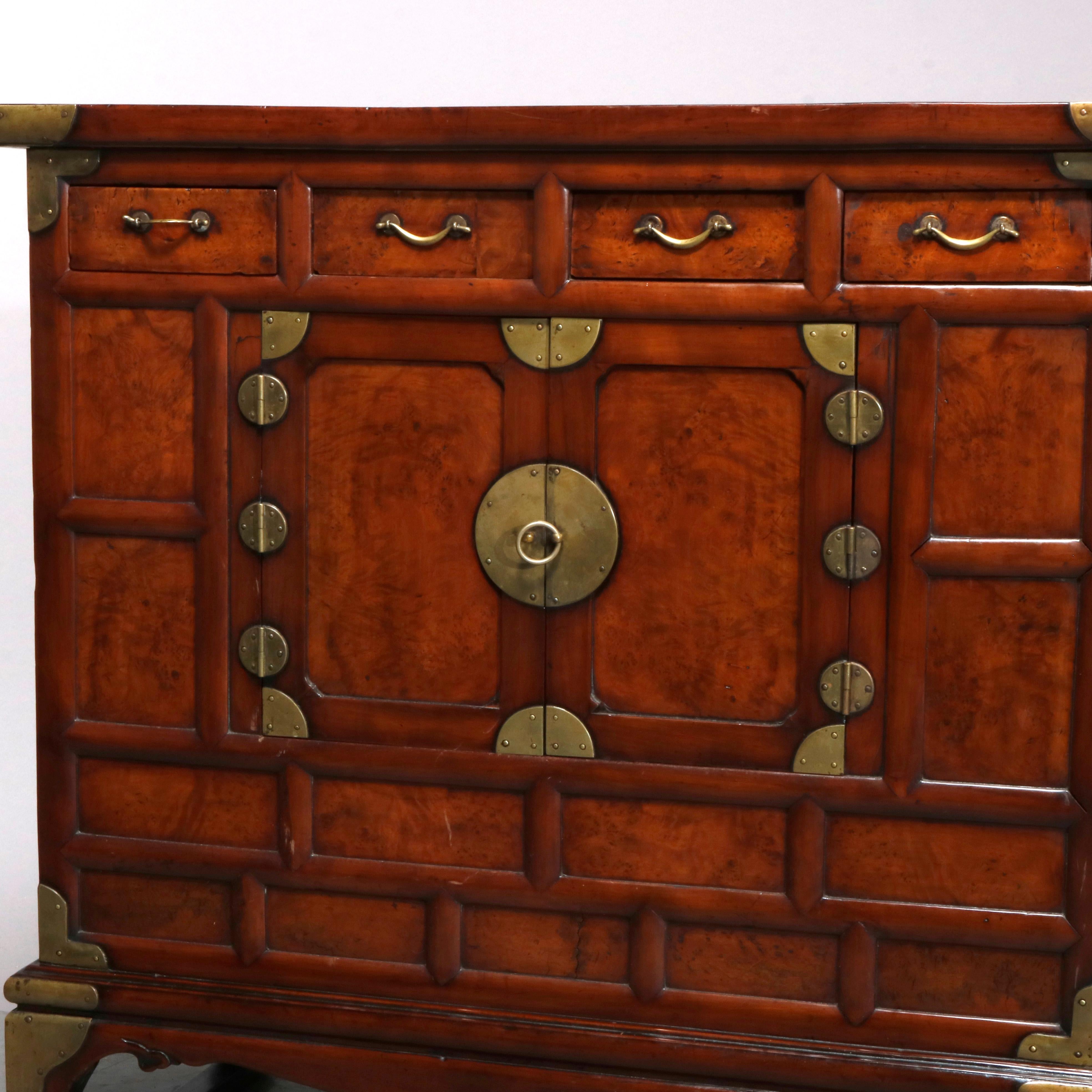 Antique Chinese Hardwood Tea Cabinet with Brass Hardware, 19th Century In Good Condition In Big Flats, NY