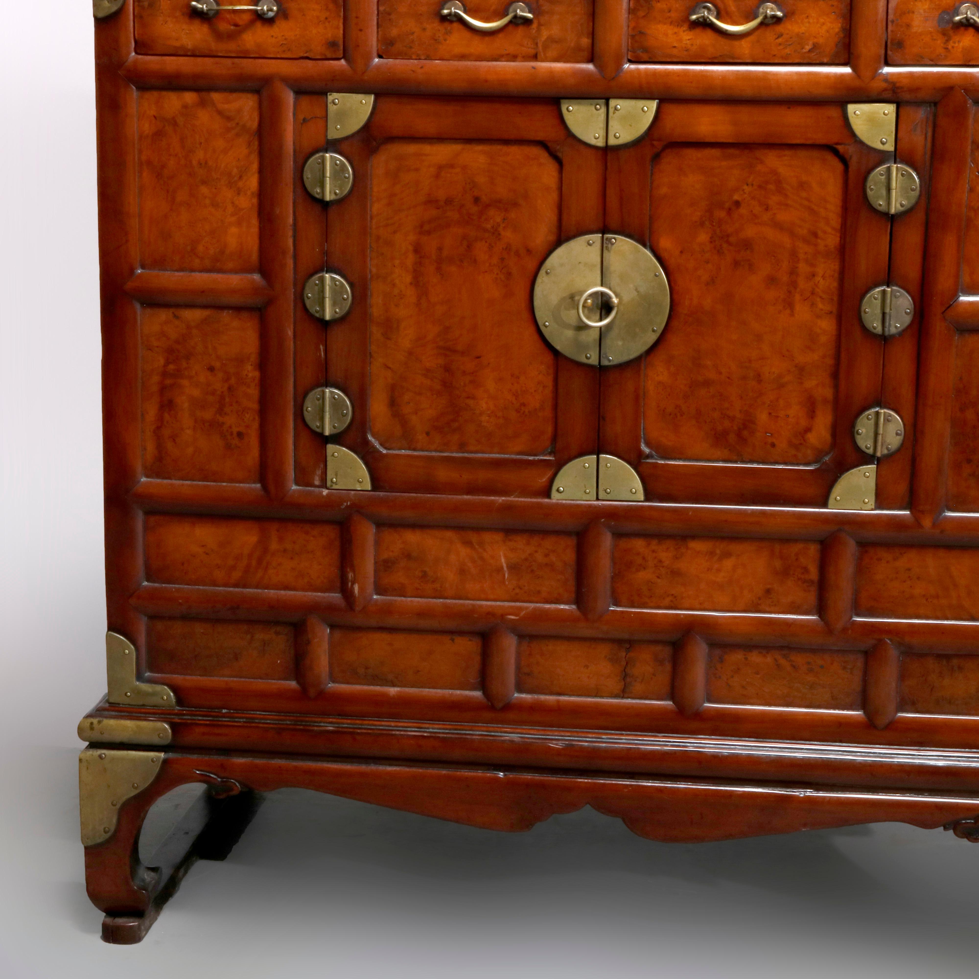Antique Chinese Hardwood Tea Cabinet with Brass Hardware, 19th Century 2
