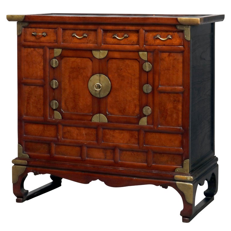 Antique Chinese Hardwood Tea with Brass Hardware, 19th Century