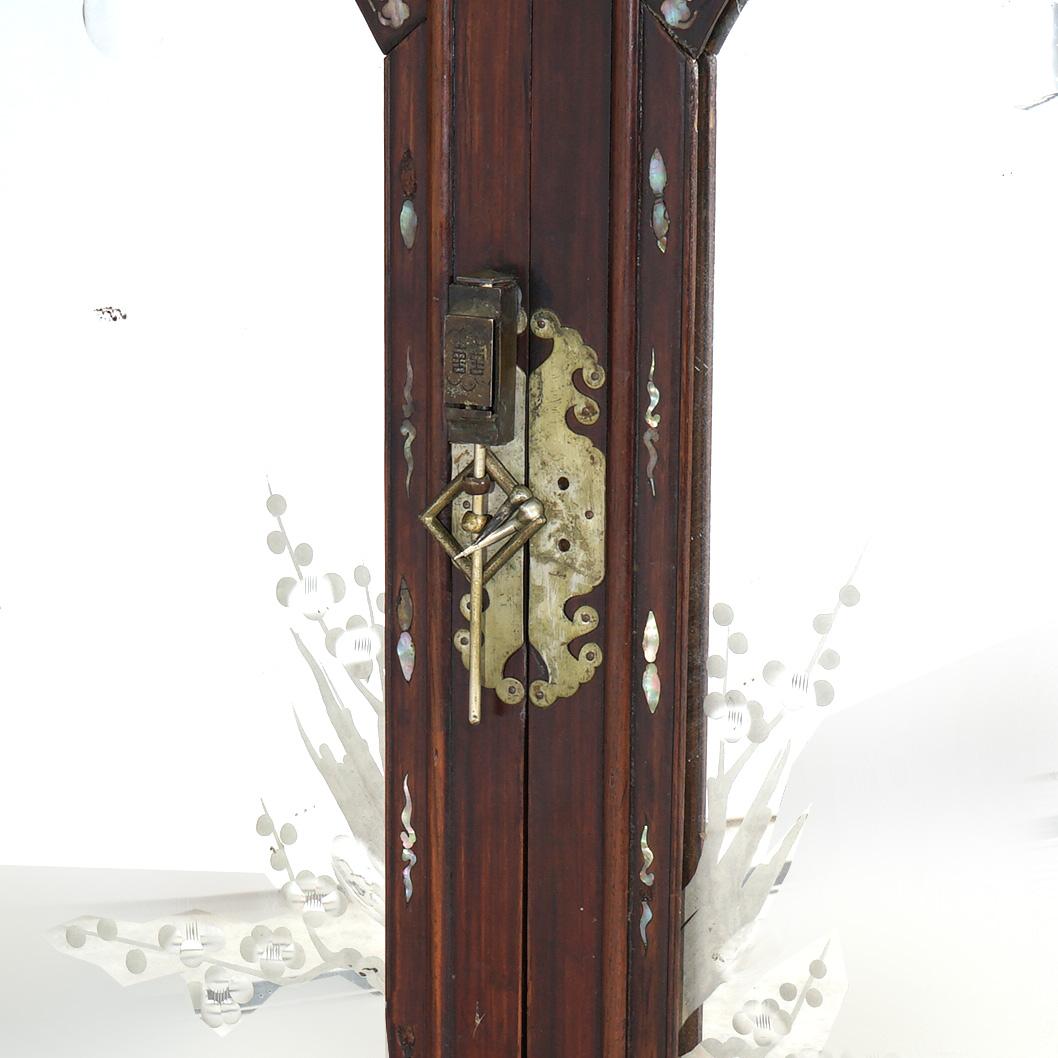 Antique Chinese Hardwood Wedding Cabinet with Mother of Pearl Inlay 19thC For Sale 1