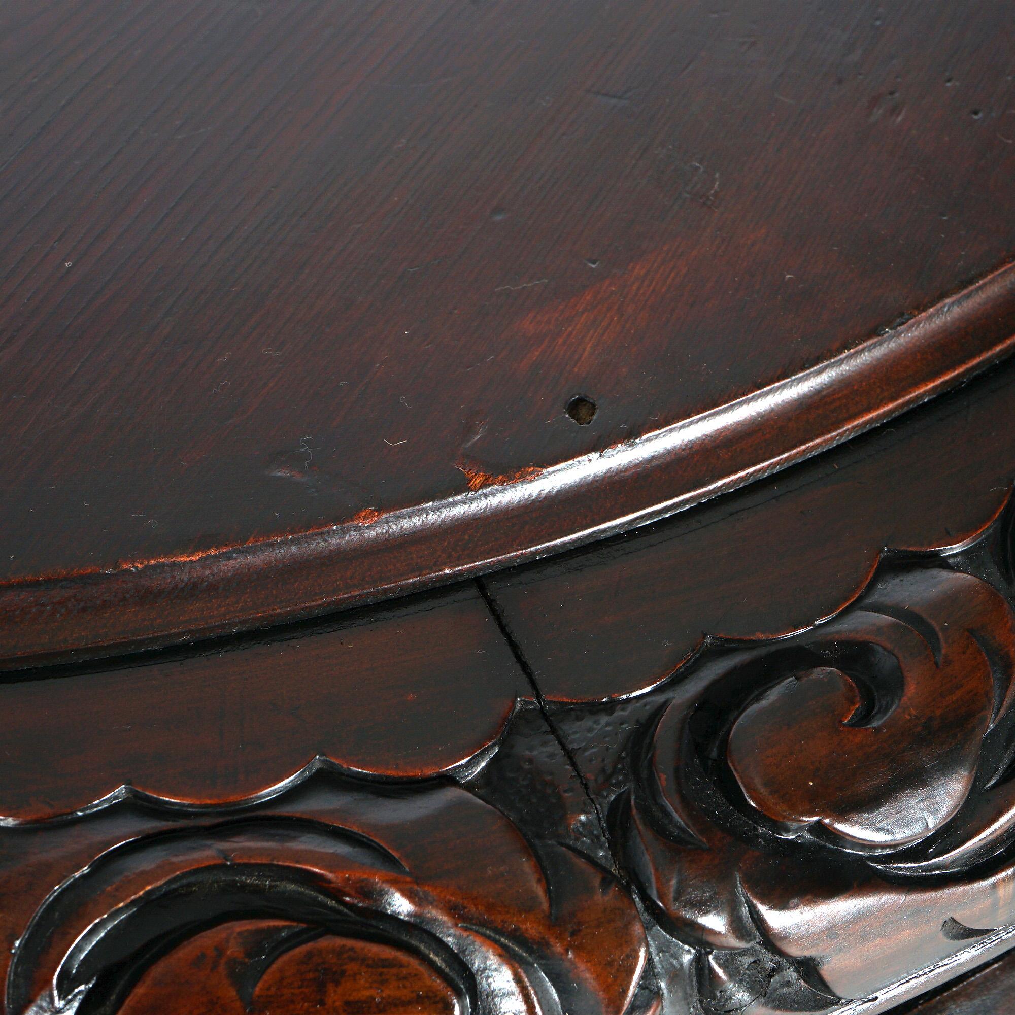 Antique Chinese Heavily Carved Figural Hardwood Center Table C1920 5