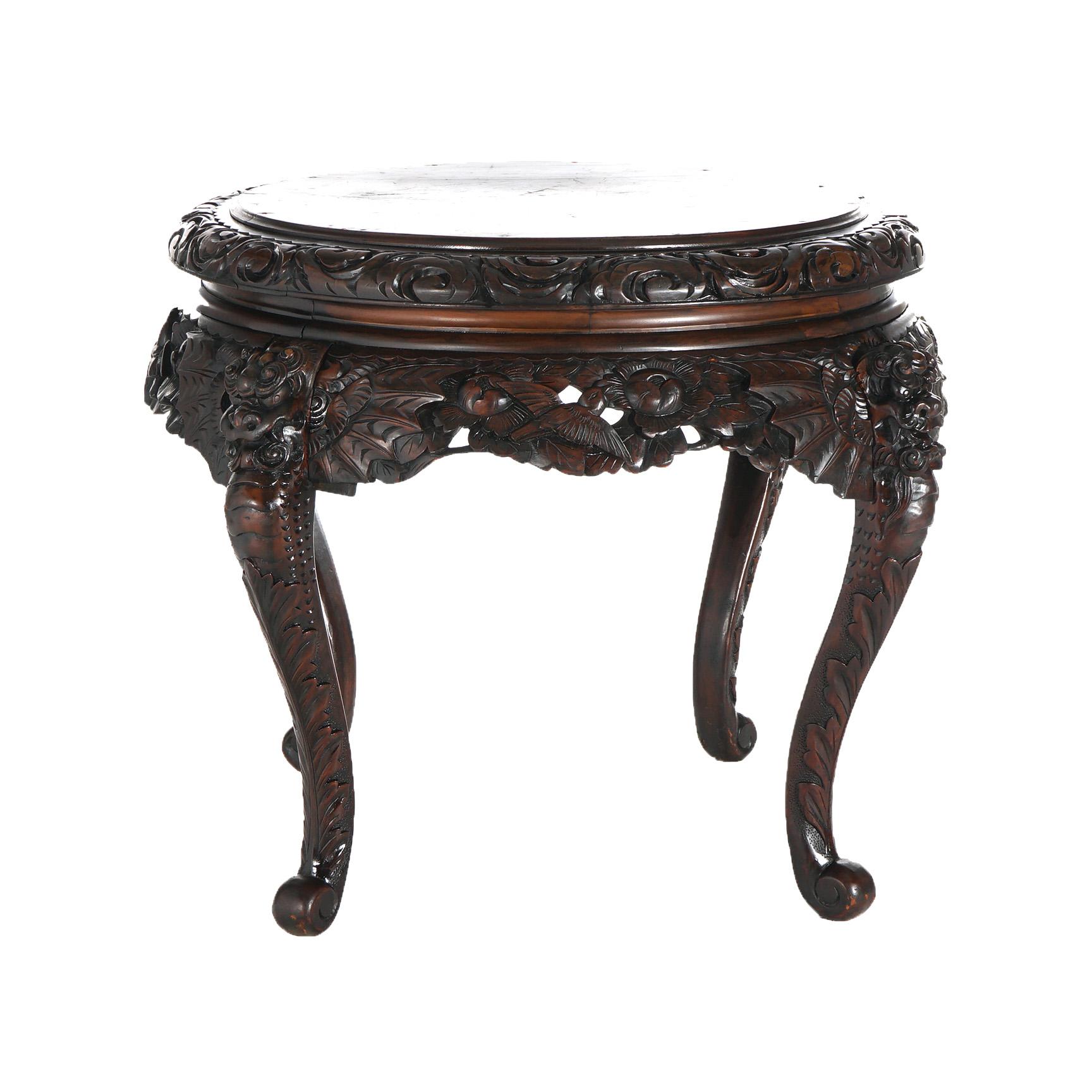 Antique Chinese Heavily Carved Figural Hardwood Center Table C1920 6