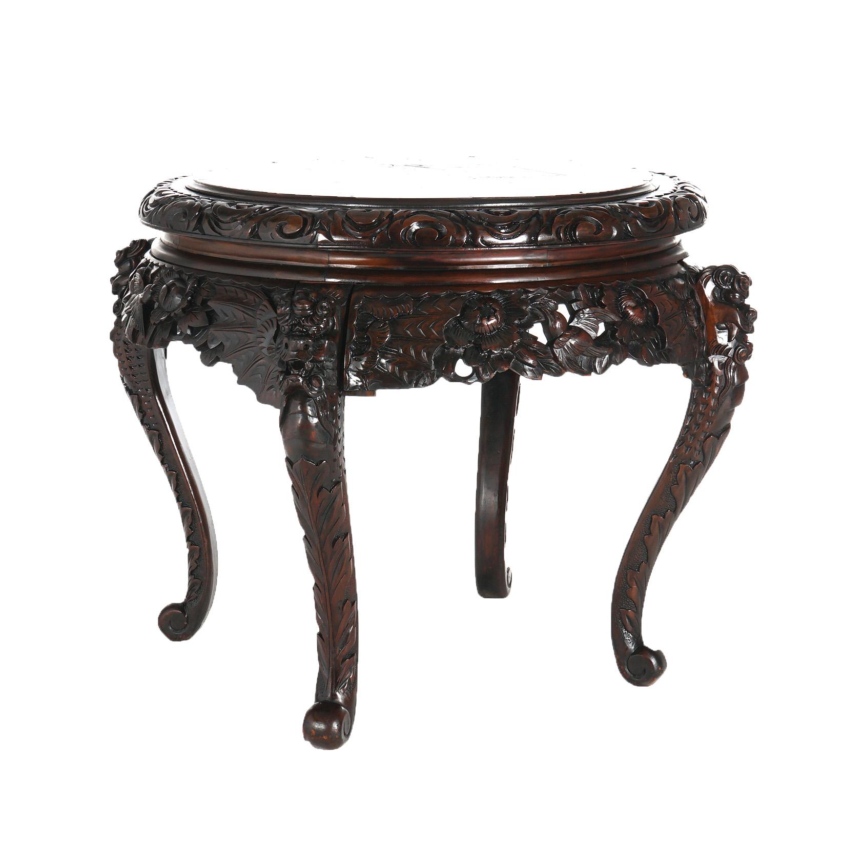 Antique Chinese Heavily Carved Figural Hardwood Center Table C1920 7