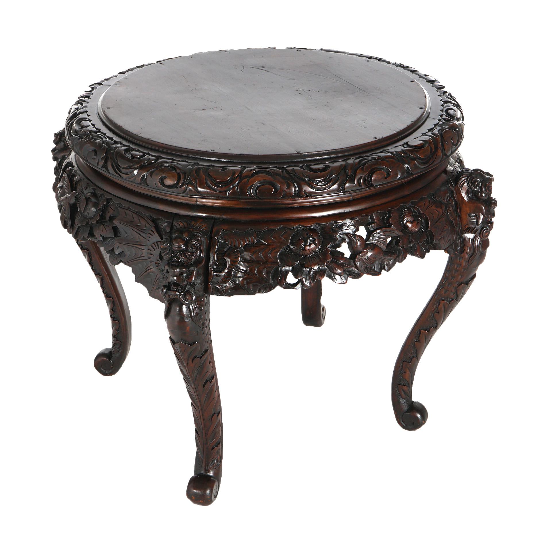 Antique Chinese Heavily Carved Figural Hardwood Center Table C1920 8