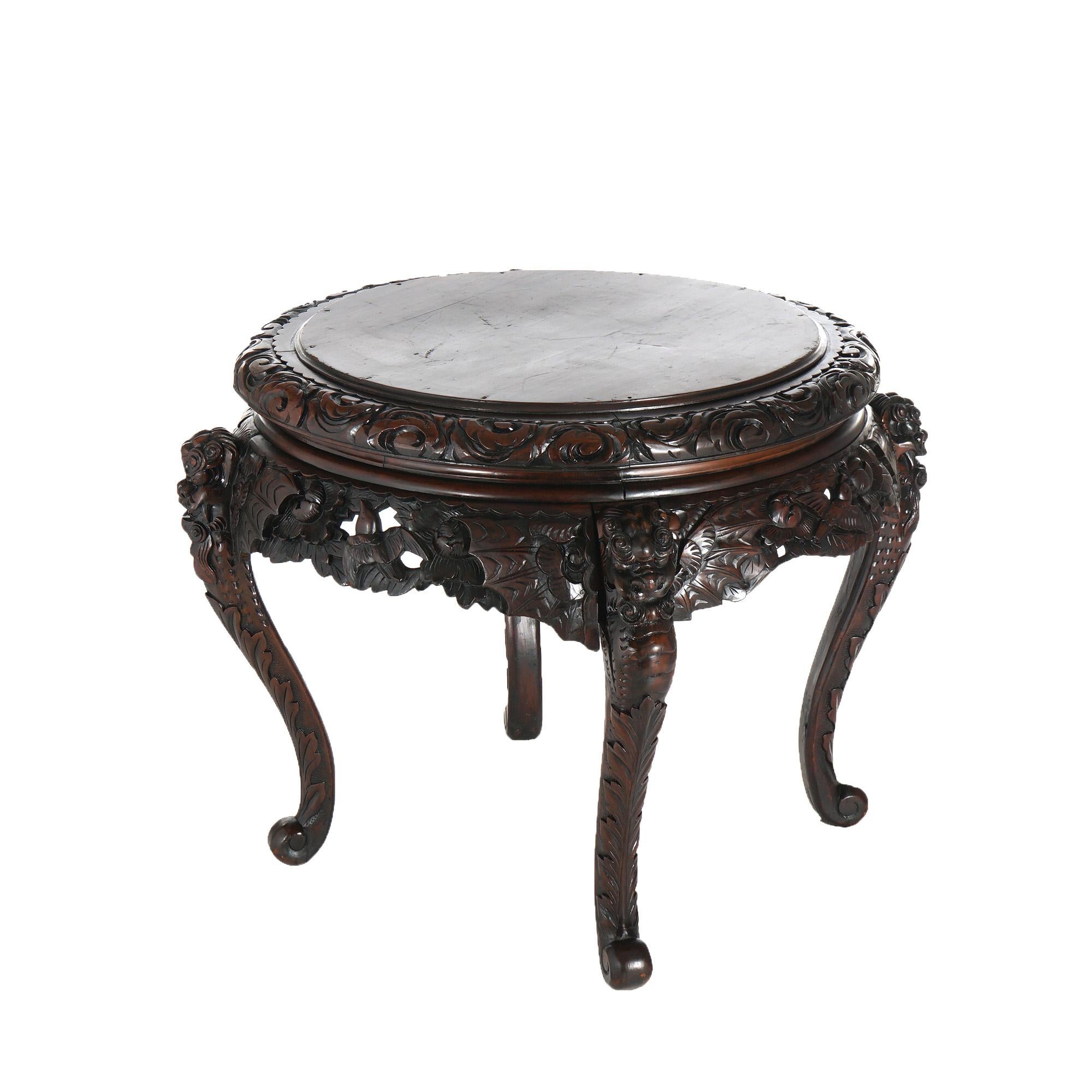 ***Reduced Delivery Rates - See Below or Click “Ask The Seller” to Request a Quote***

Antique Chinese Heavily Carved Figural Hardwood Center Table C1920

Measures - 32