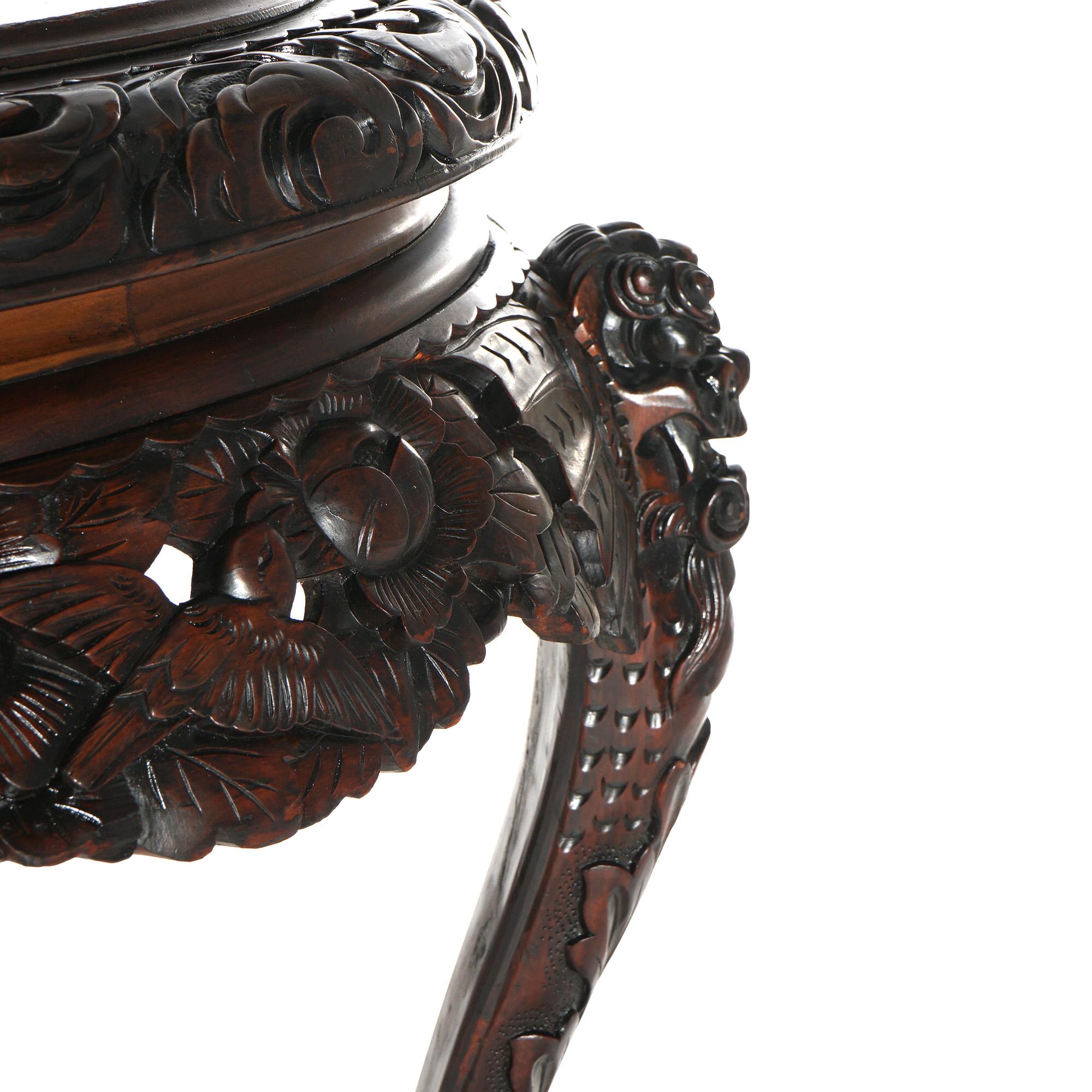 Antique Chinese Heavily Carved Figural Hardwood Center Table C1920 3