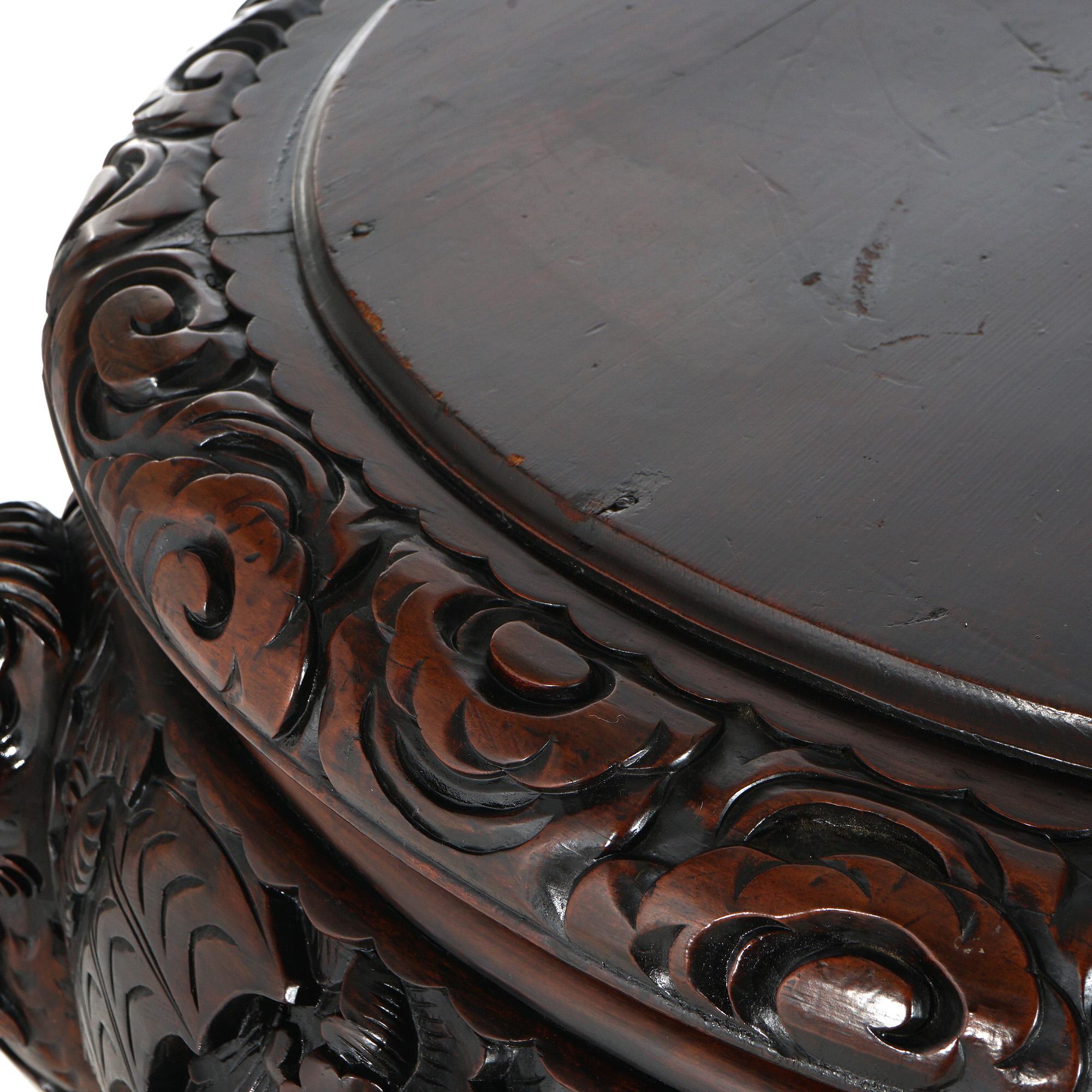 Antique Chinese Heavily Carved Figural Hardwood Center Table C1920 4