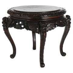 Antique Chinese Heavily Carved Figural Hardwood Center Table C1920