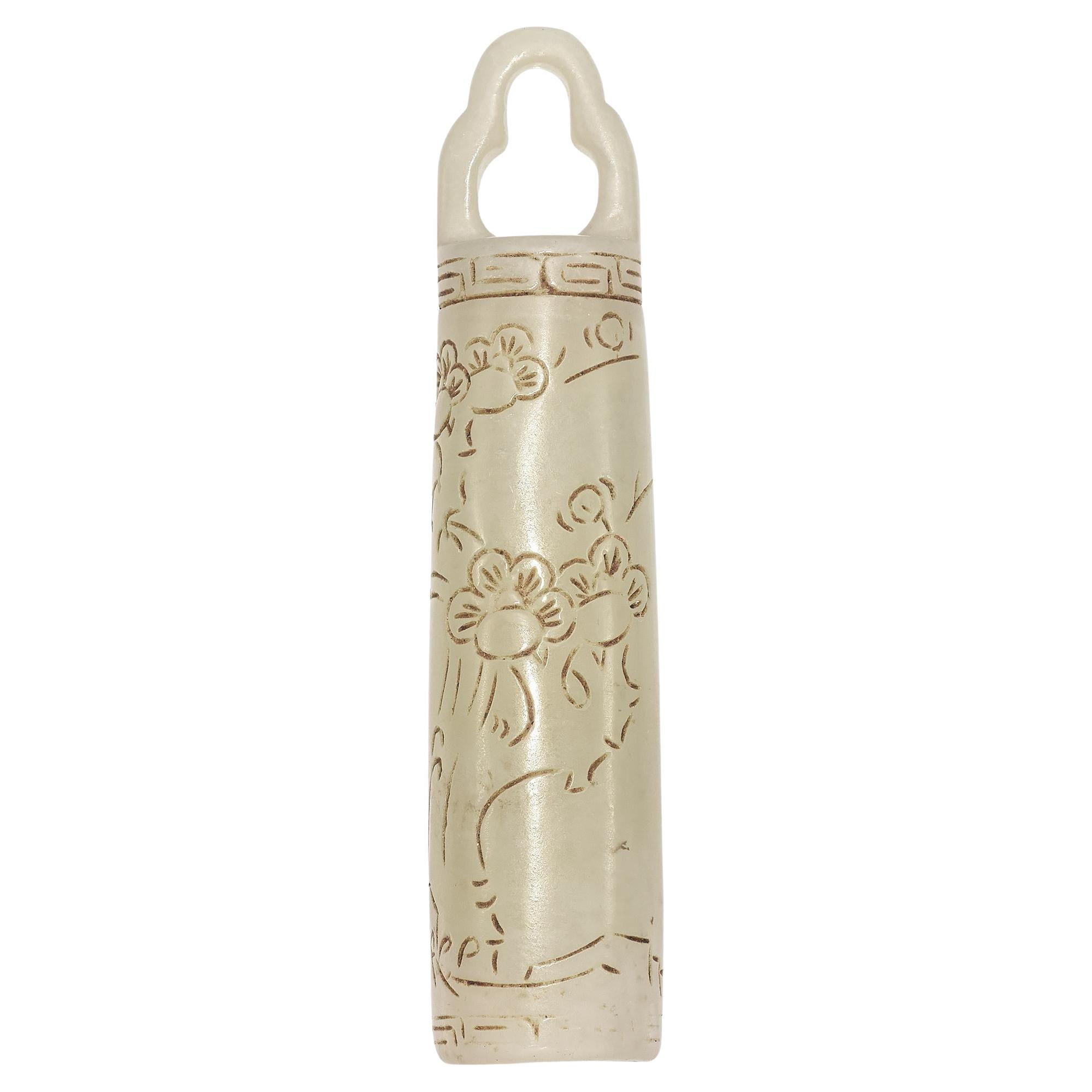 Antique East Asian Jade Carved Amulet Pendant For Sale